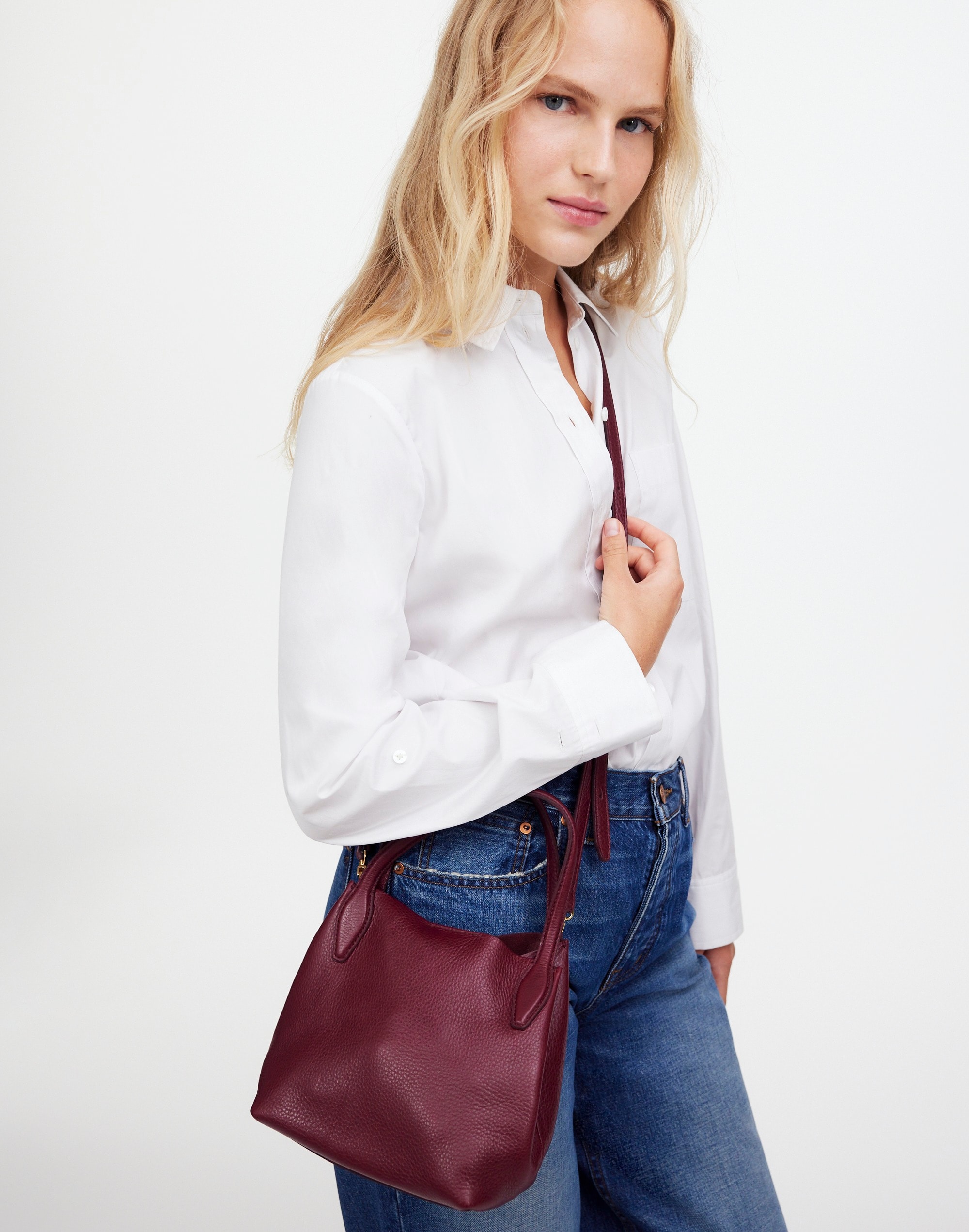 The Mini Shopper Tote Soft Grain Pebbled Leather | Madewell