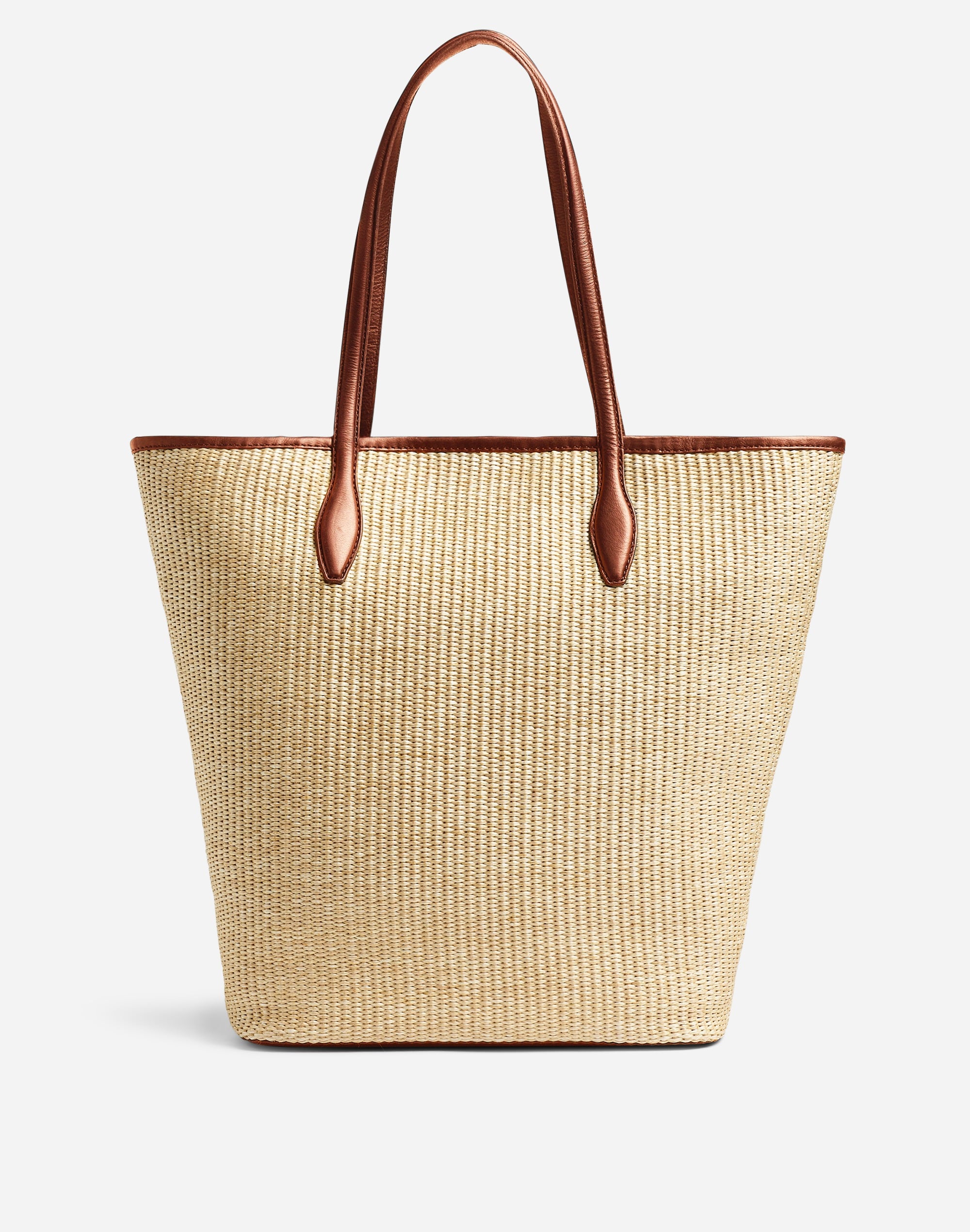 Mw The Leather-trimmed Straw Tote In Brown