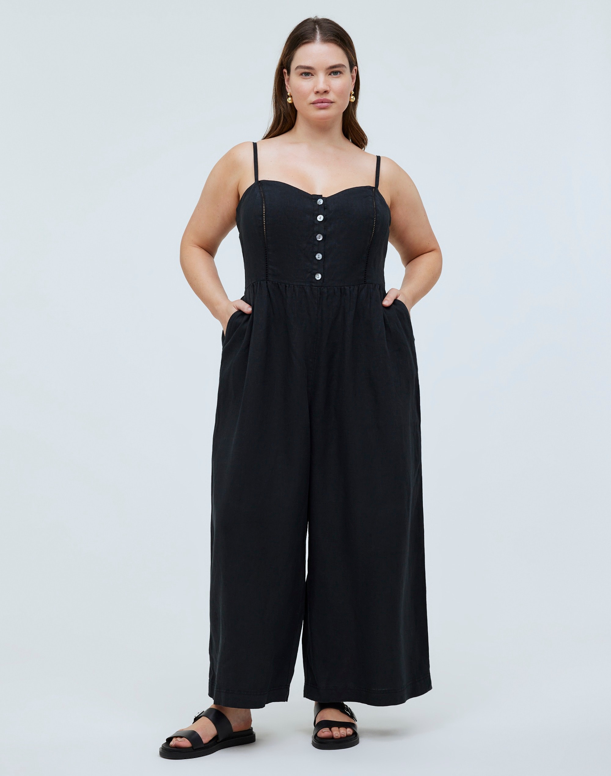 Plus Sleeveless Wide-Leg Jumpsuit in 100% Linen | Madewell