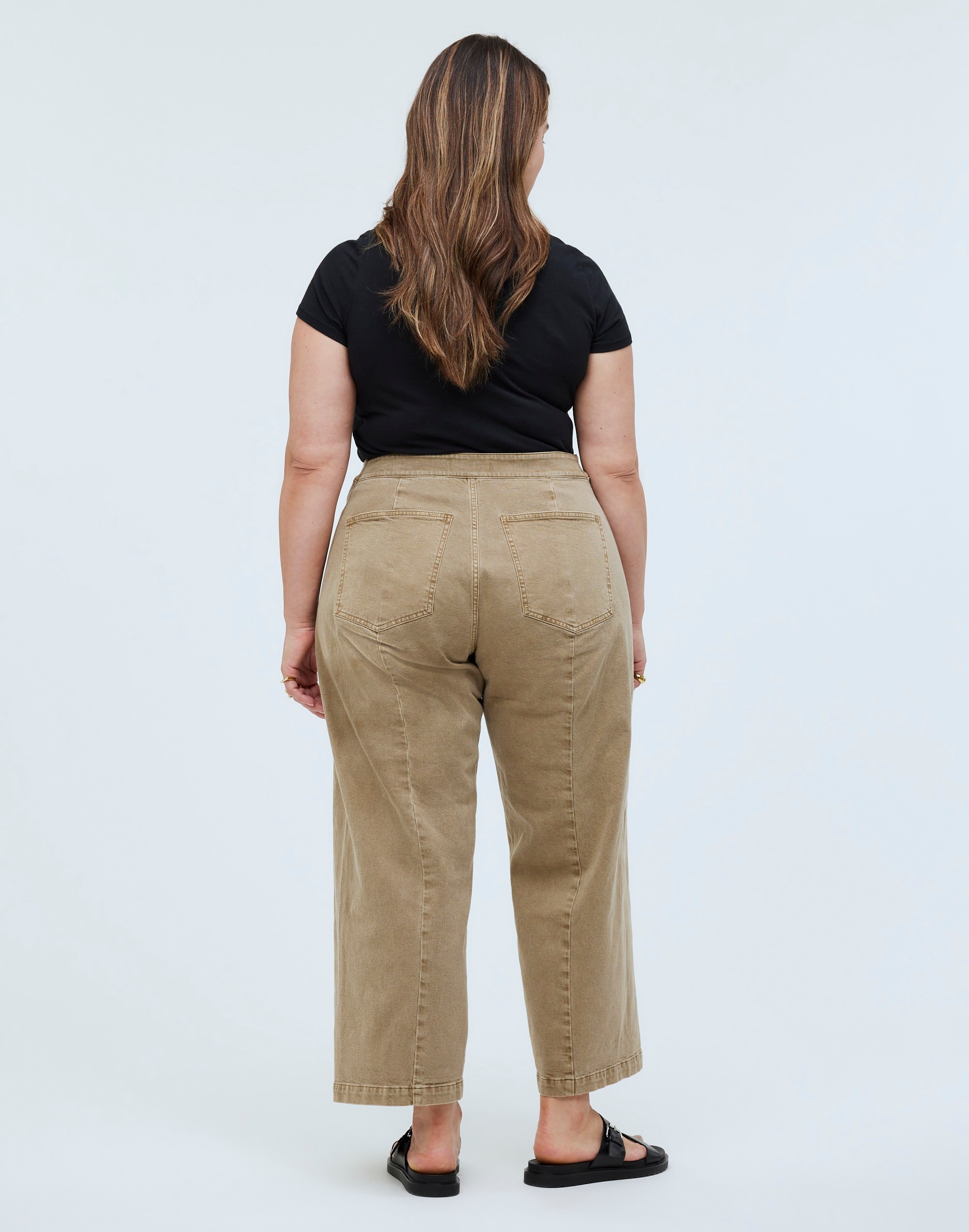 The Plus Curvy Emmett Wide-Leg Crop Pant in Garment Dye: Welt Pocket Edition
