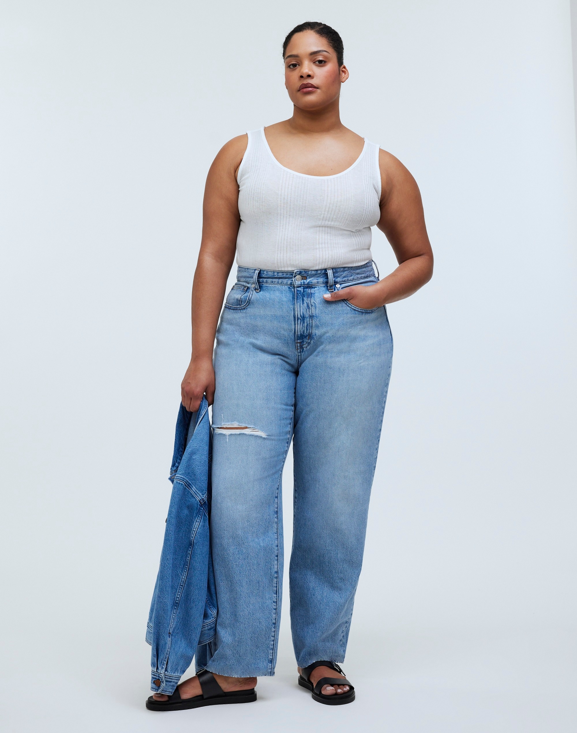 The Plus Curvy '90s Straight Jean Revoir Wash: Ripped Edition