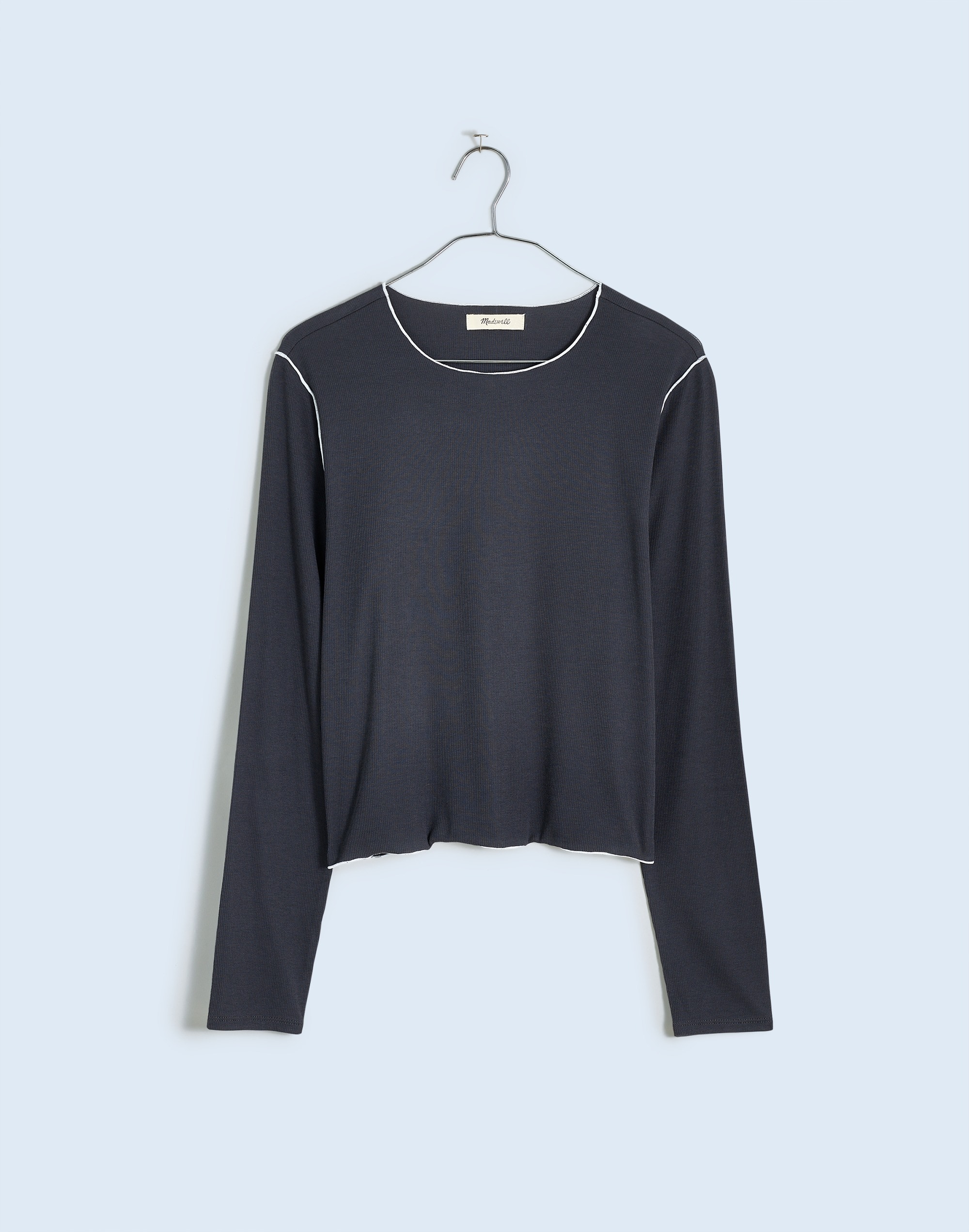 Contrast-Stitched Crewneck Crop Tee | Madewell