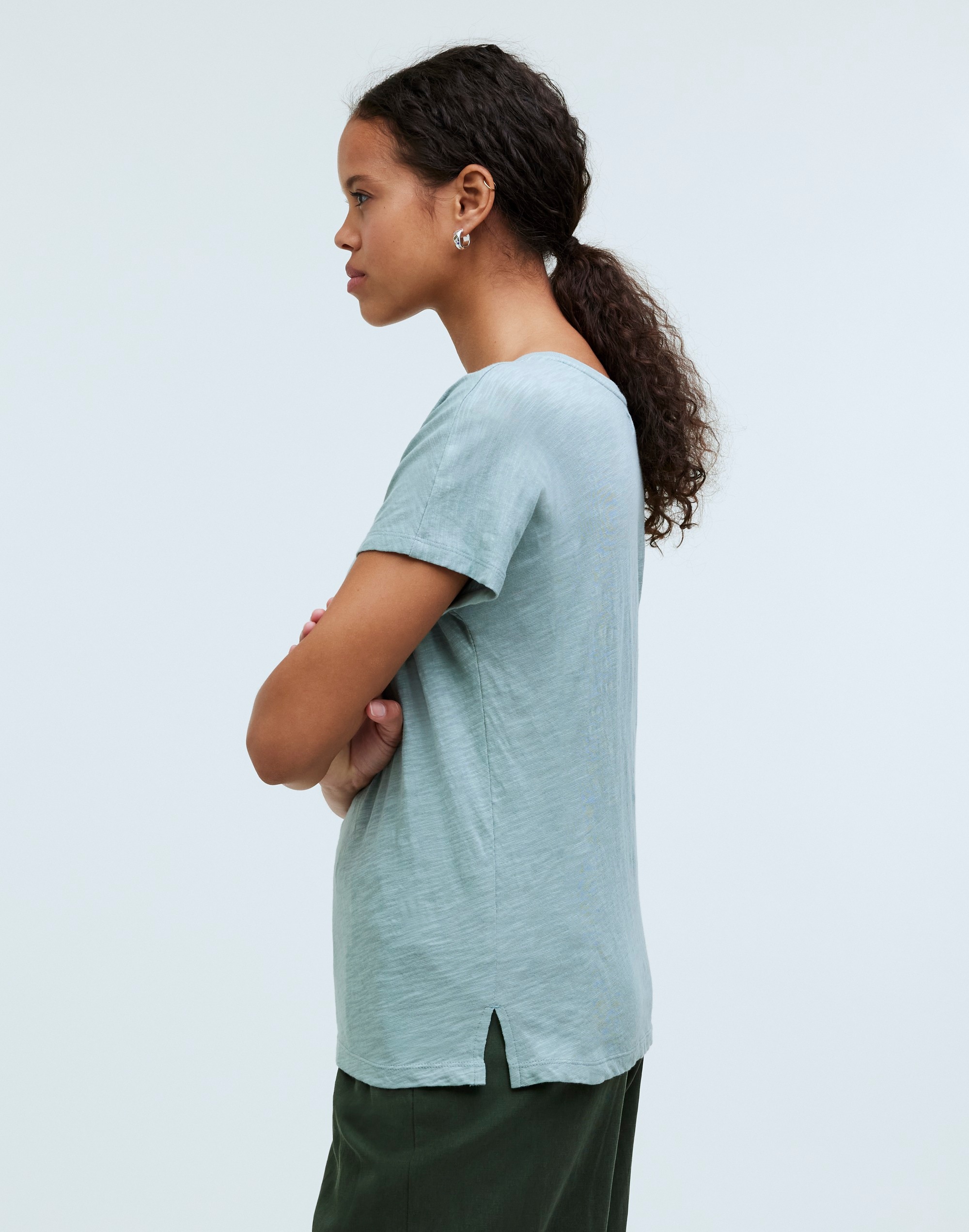 Dolman-Sleeve Crewneck Tee in Slub