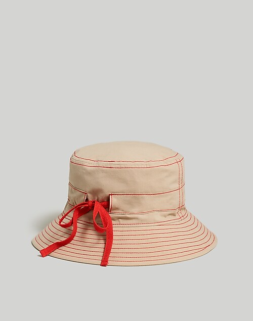 Madewell Contrast-Stitch Bucket Hat in Dark Oat - Size One S