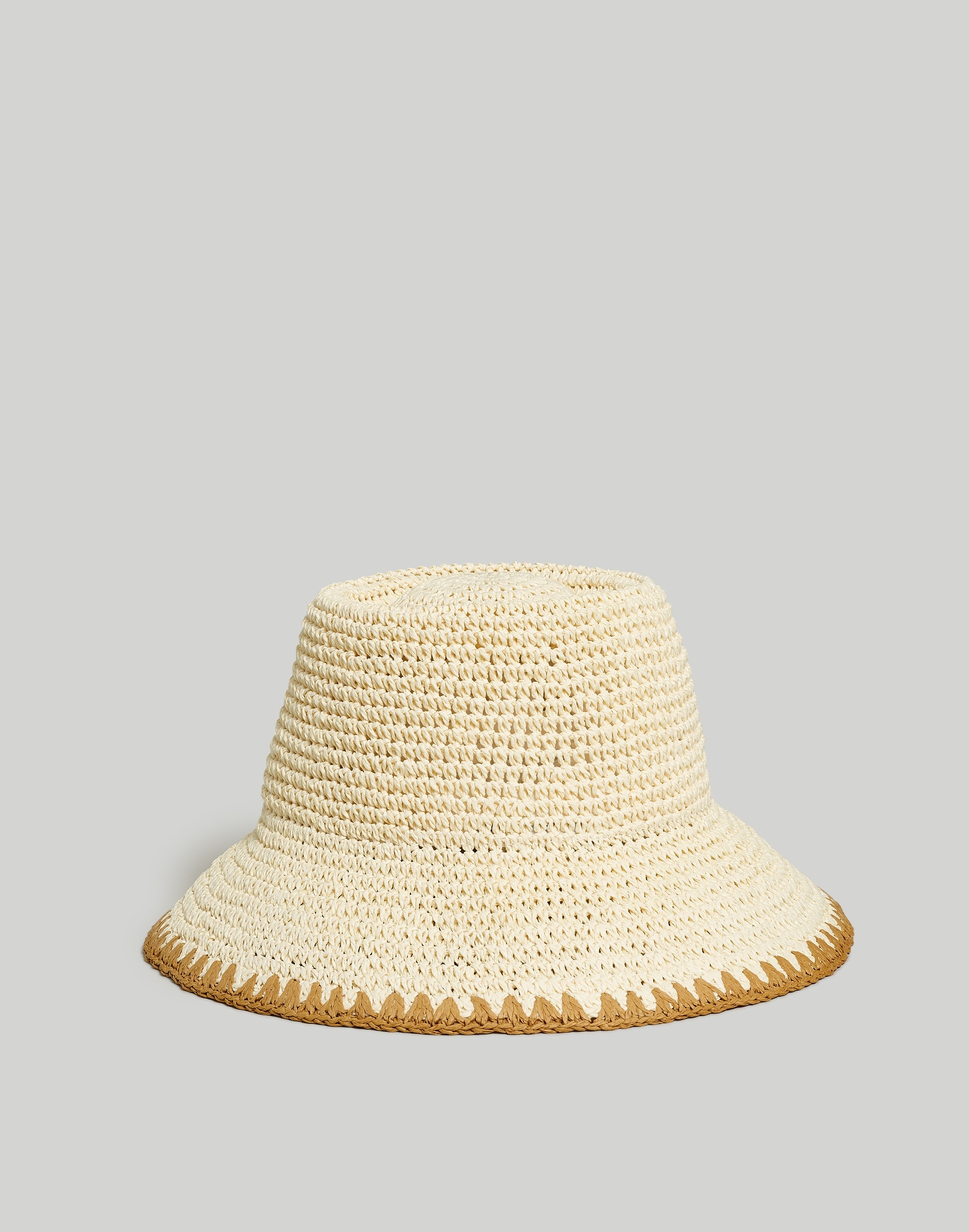 Mw Whipstitched Straw Bucket Hat In Alabaster