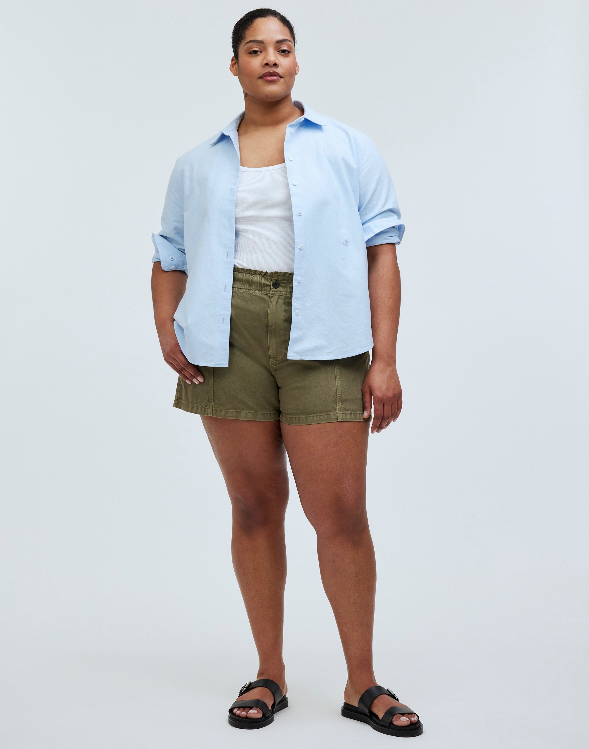 Plus Pull-On Paperbag Shorts: Garment-Dyed Edition