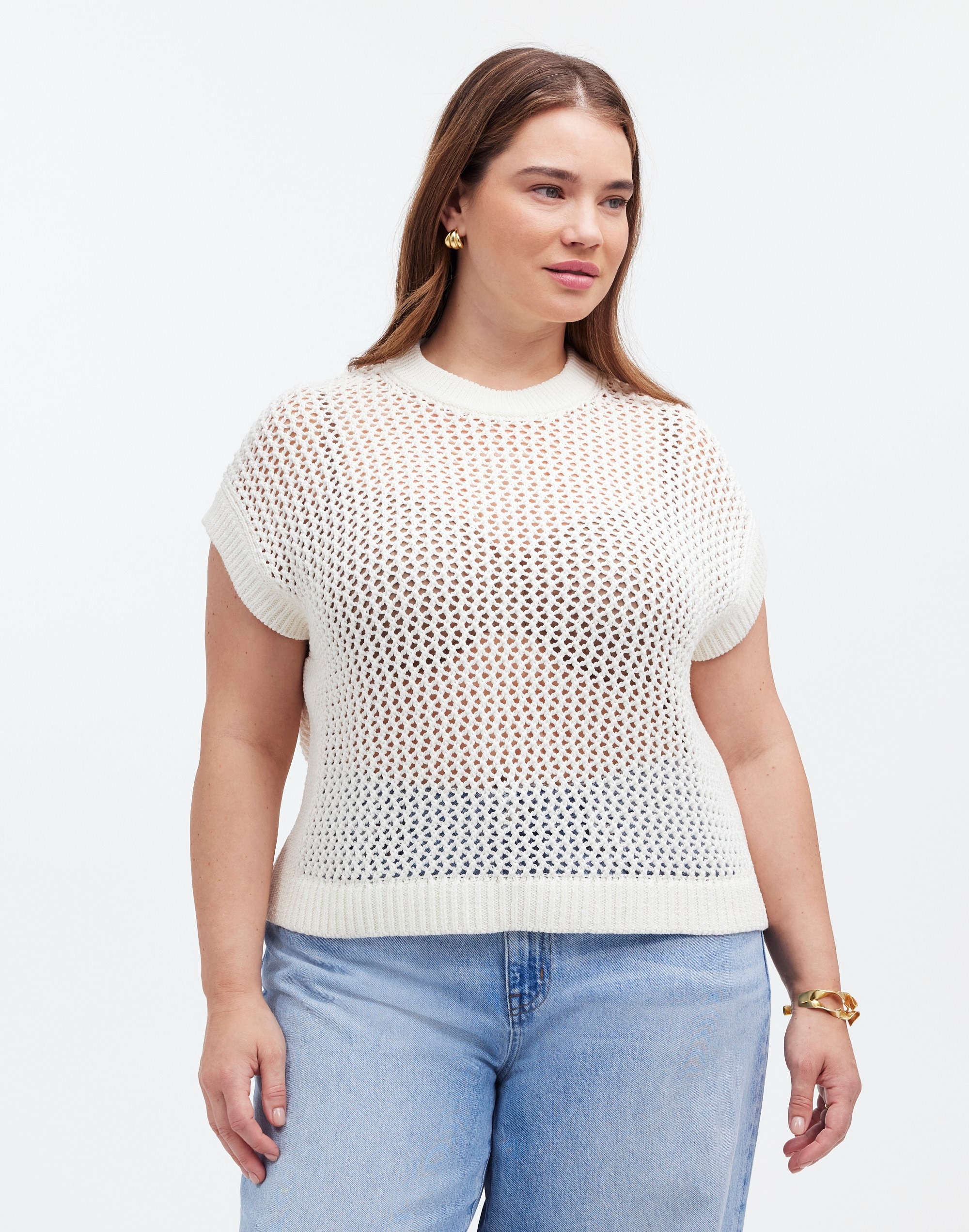 Plus Open-Stitch Sweater Tee