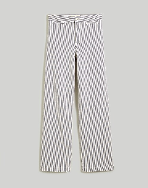 The Petite Emmett Wide-Leg Crop Pant in Garment Dyed Stripe: Welt