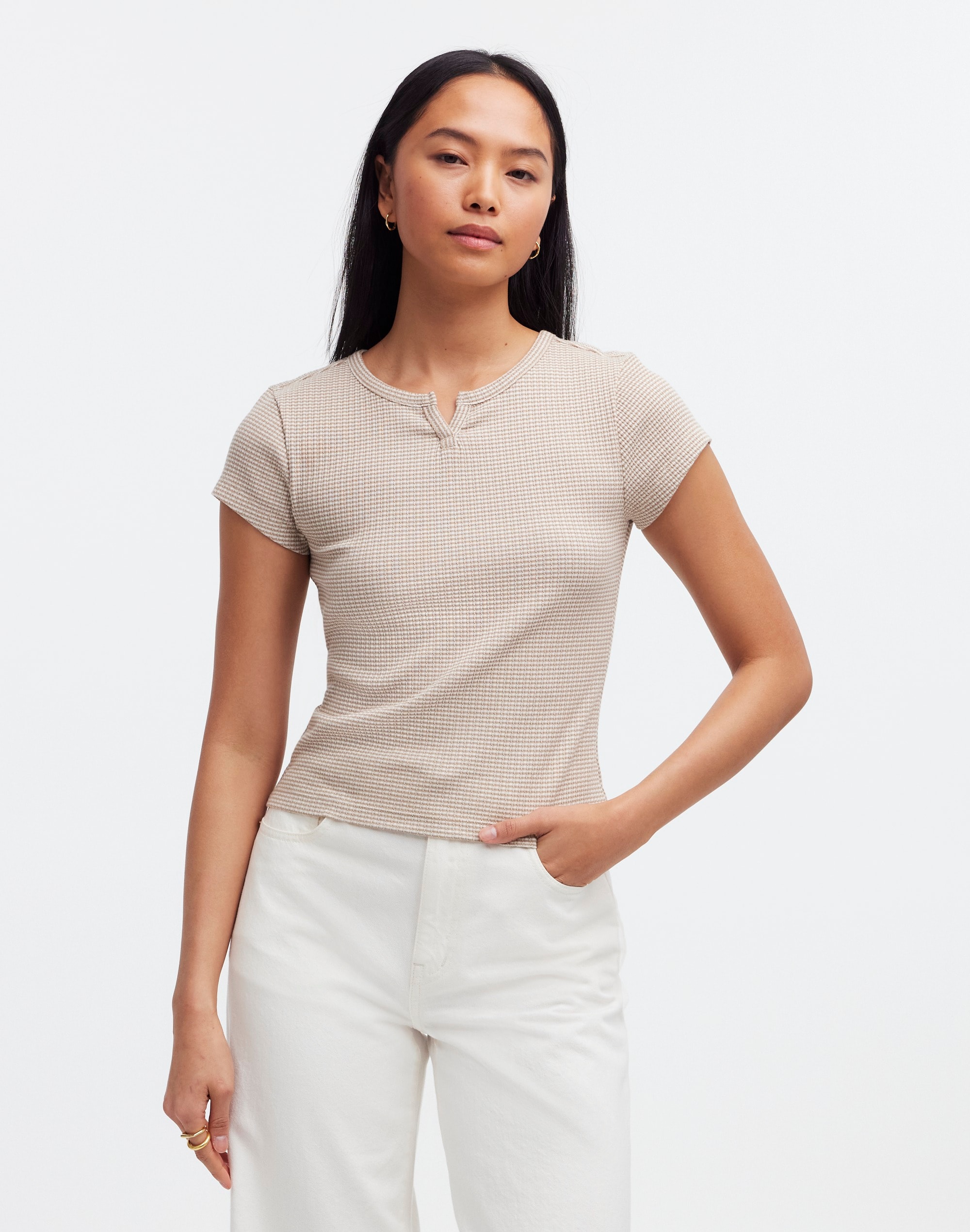 Ribbed Split-Neck Tee | Madewell