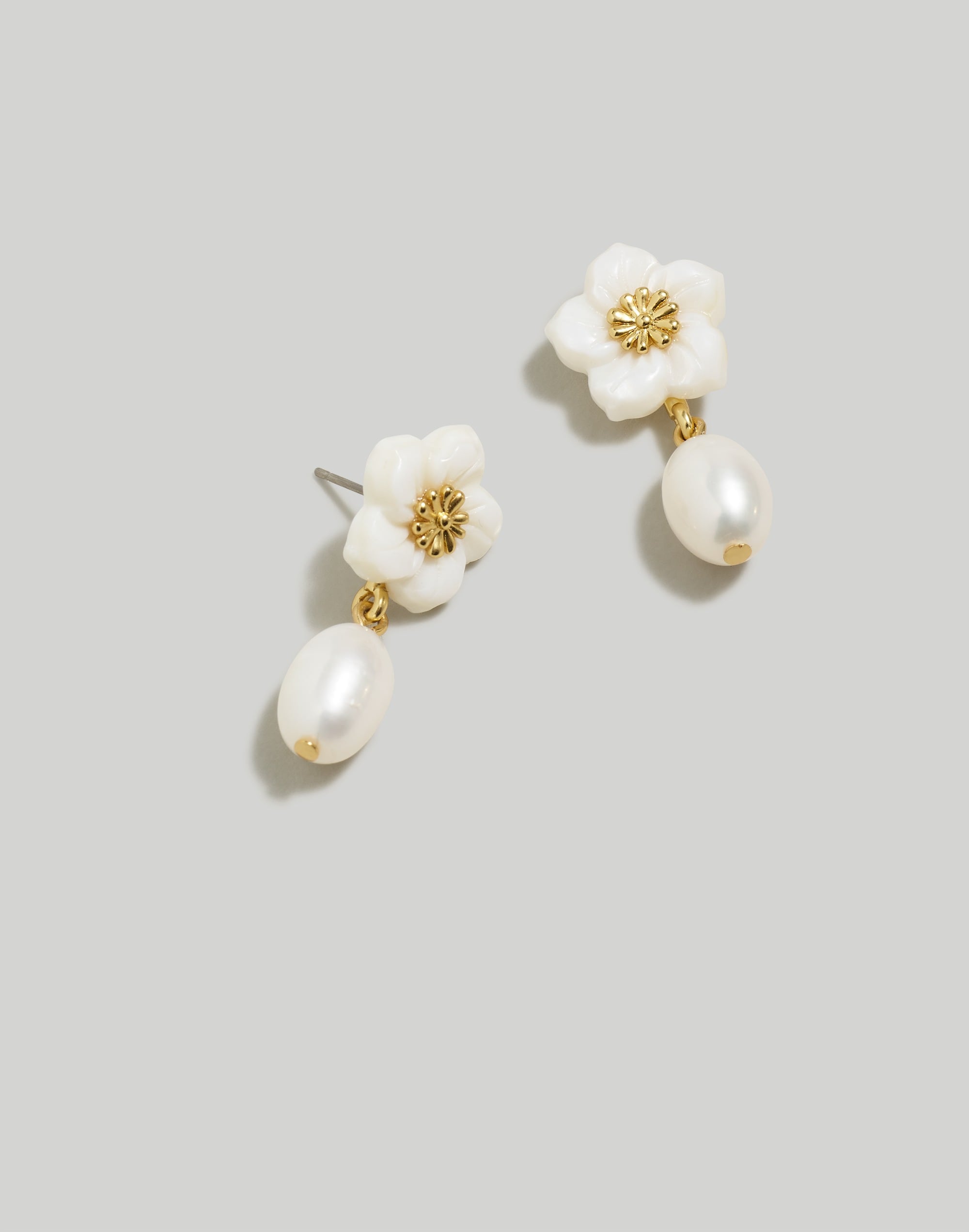 Mother-Of-Pearl Flower Statement Drop Earrings | Madewell