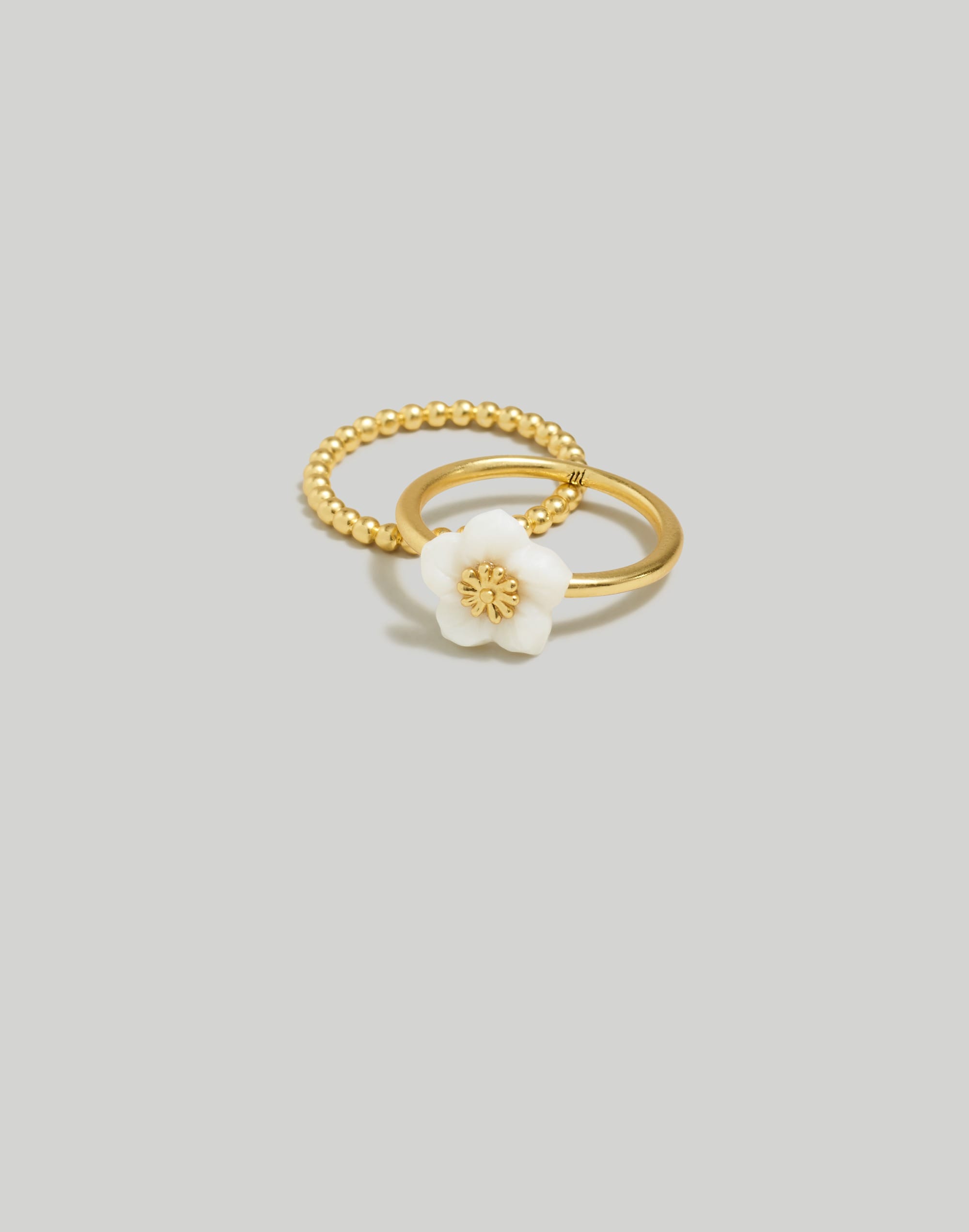 Mother-Of-Pearl Flower Stacking Ring Set