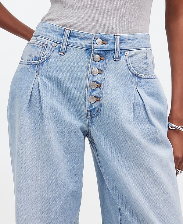 Superwide-Leg Jeans in Cather Wash: Button-Front Edition