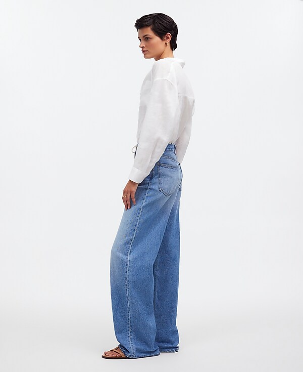 Petite Superwide-Leg Jeans in Hambley Wash: Drawstring Edition