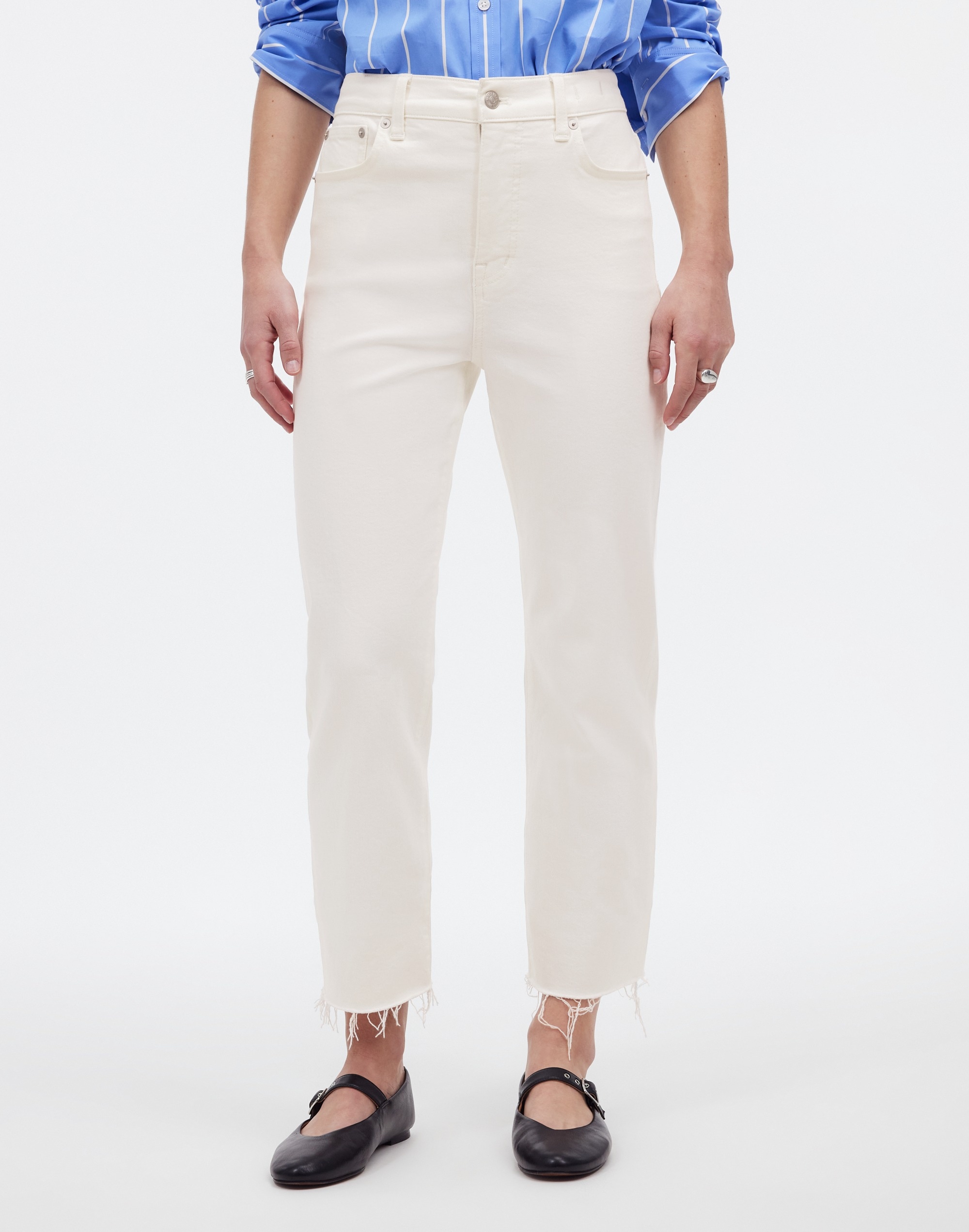 The '90s Straight Crop Jean Tile White: Raw-Hem Edition