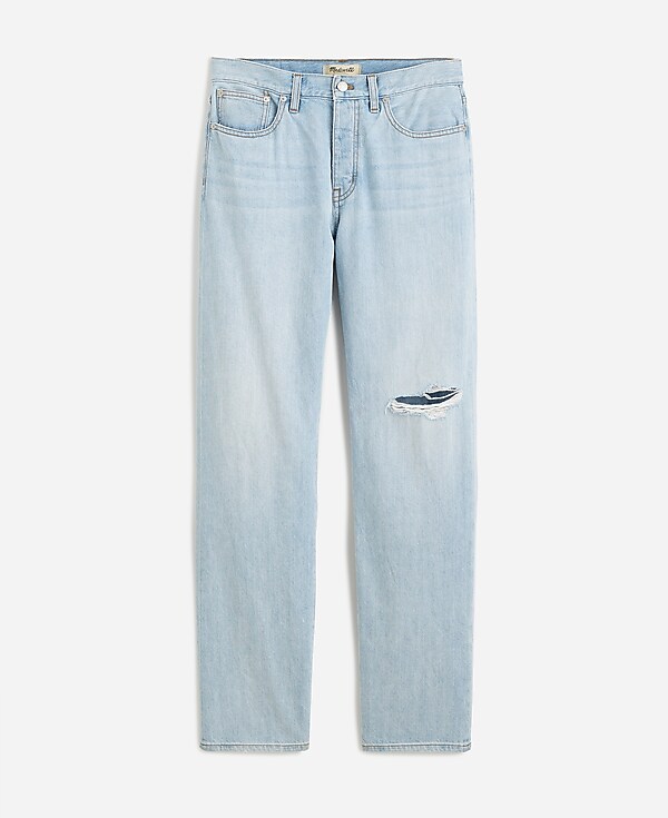 Low-Slung Straight Jeans in Fitzgerald Wash: Ripped Edition
