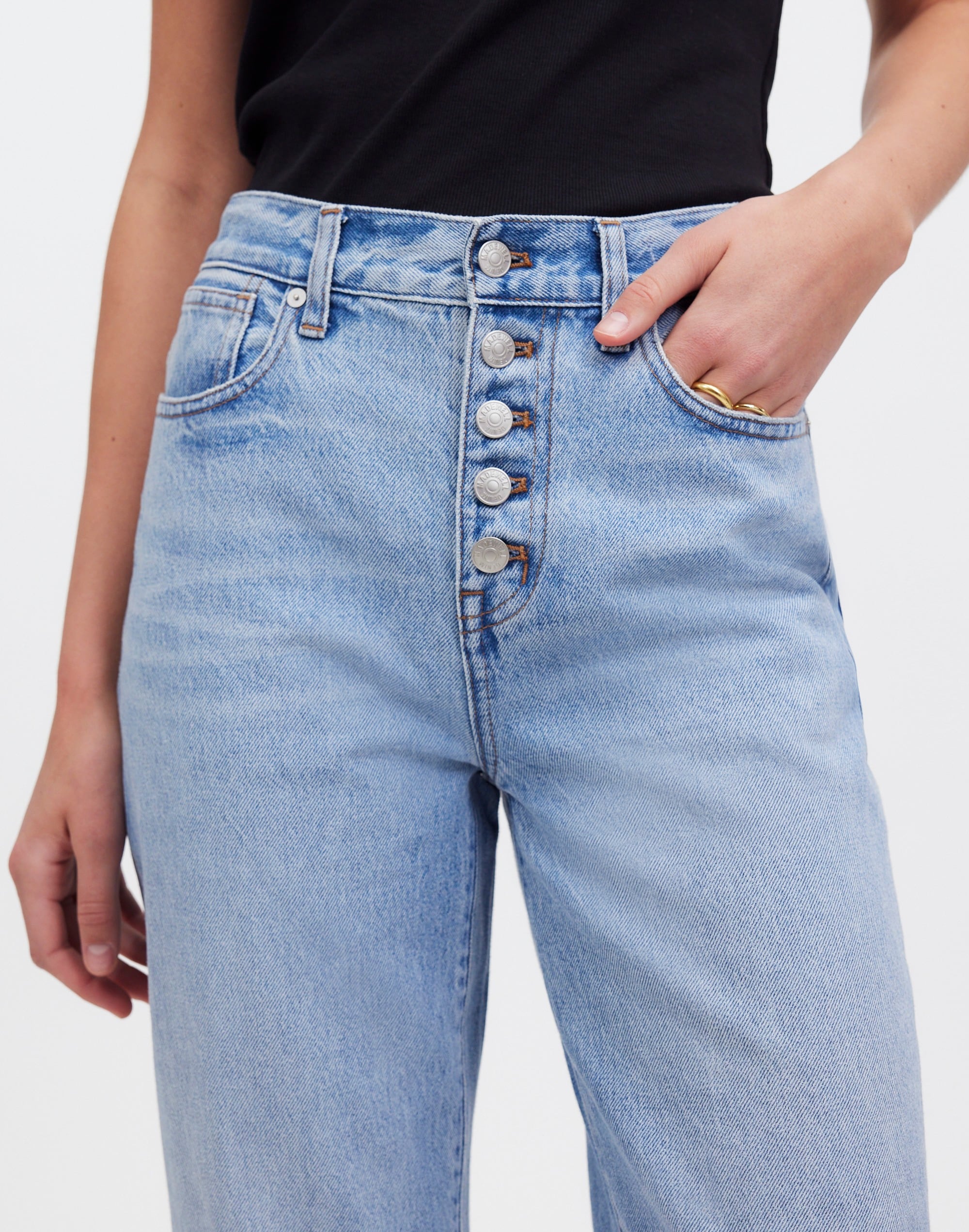 Baggy Straight Jeans Paxton Wash: Button-Front Edition