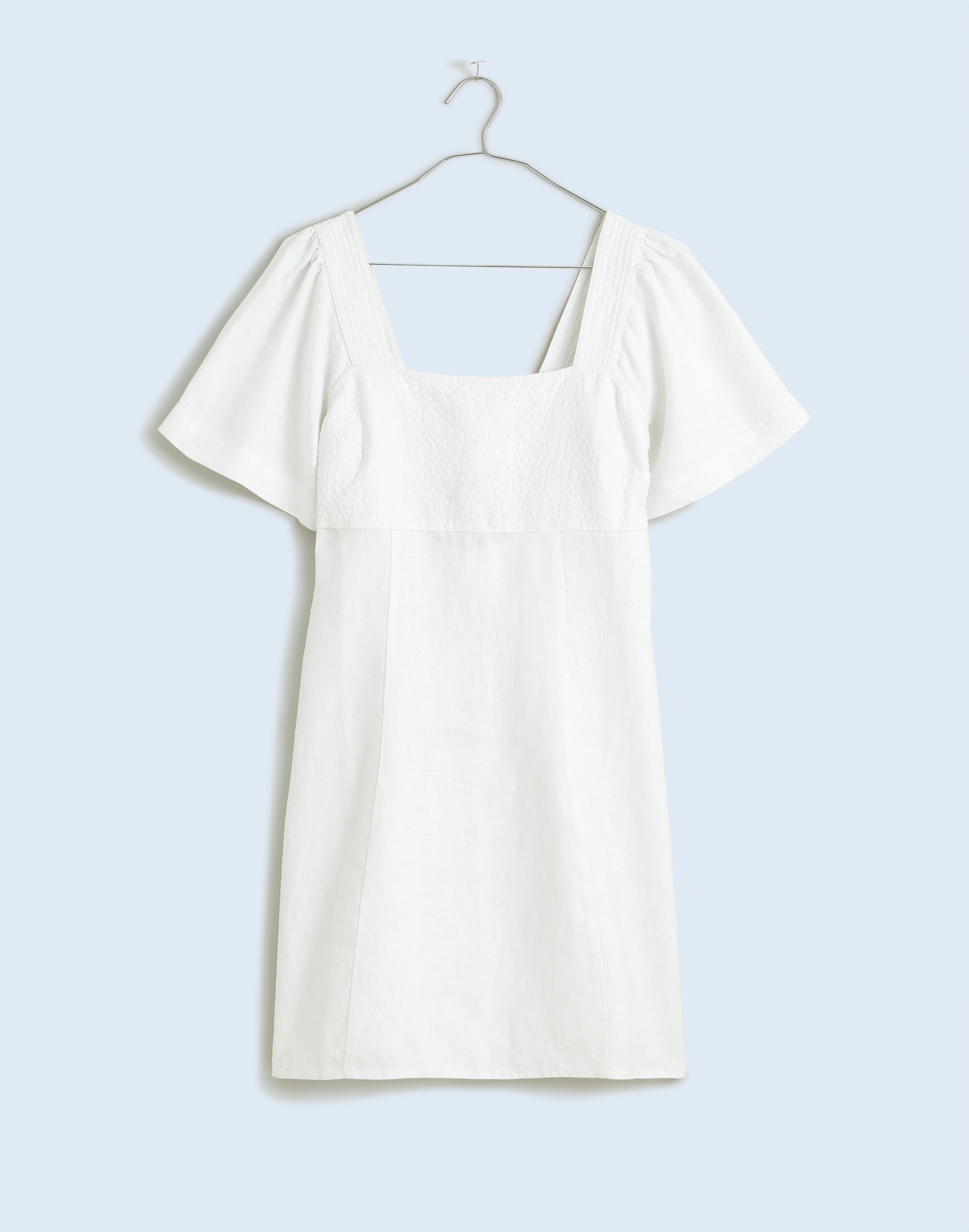 Plus Square-Neck Mini Dress in 100% Linen
