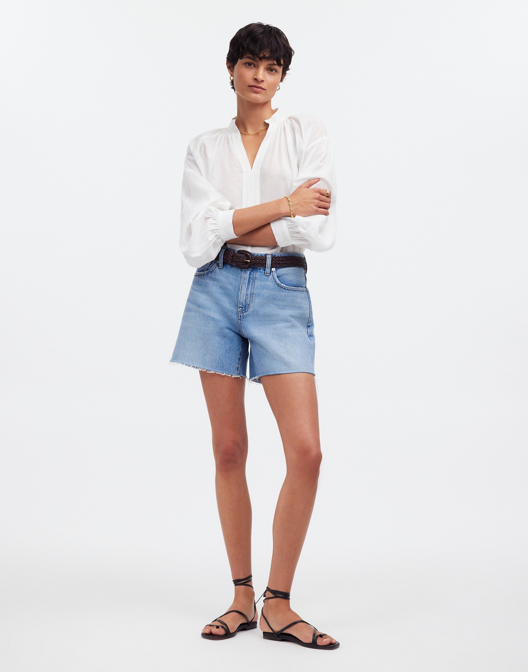 The Perfect Vintage Mid-Length Jean Short Maplehurst Wash: Raw-Hem Edition | Madewell