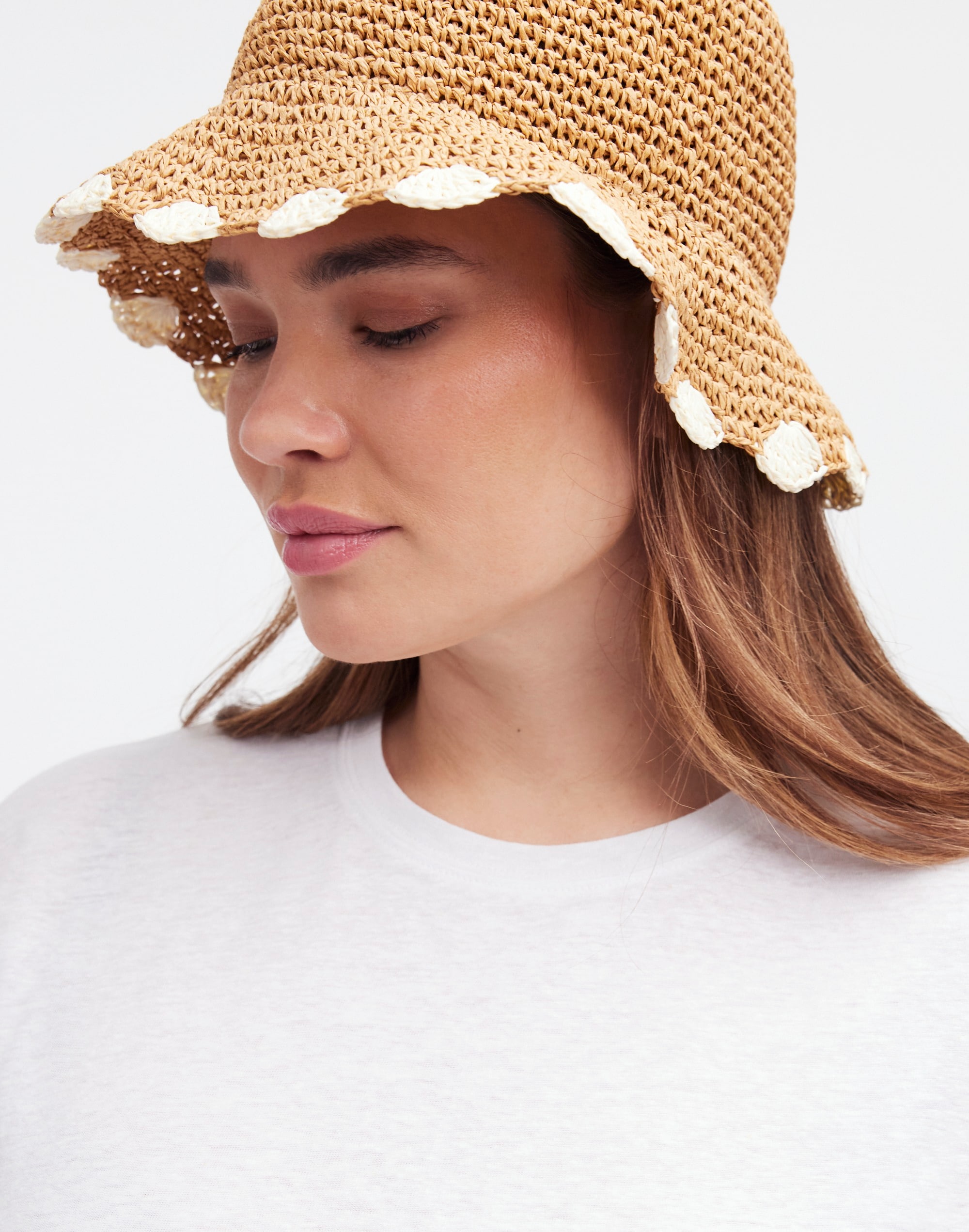 Scalloped-Brim Straw Hat