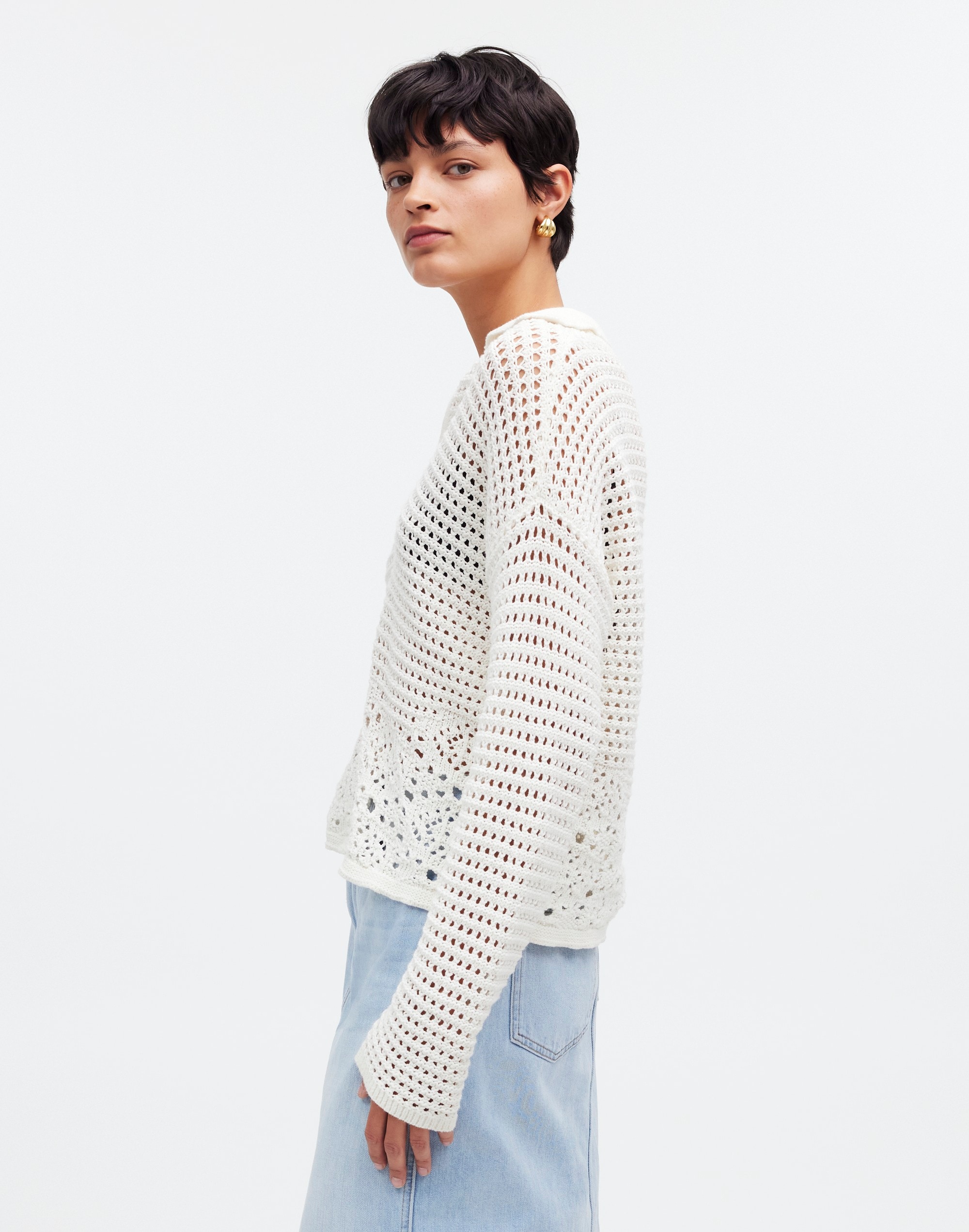 Crochet Polo Sweater