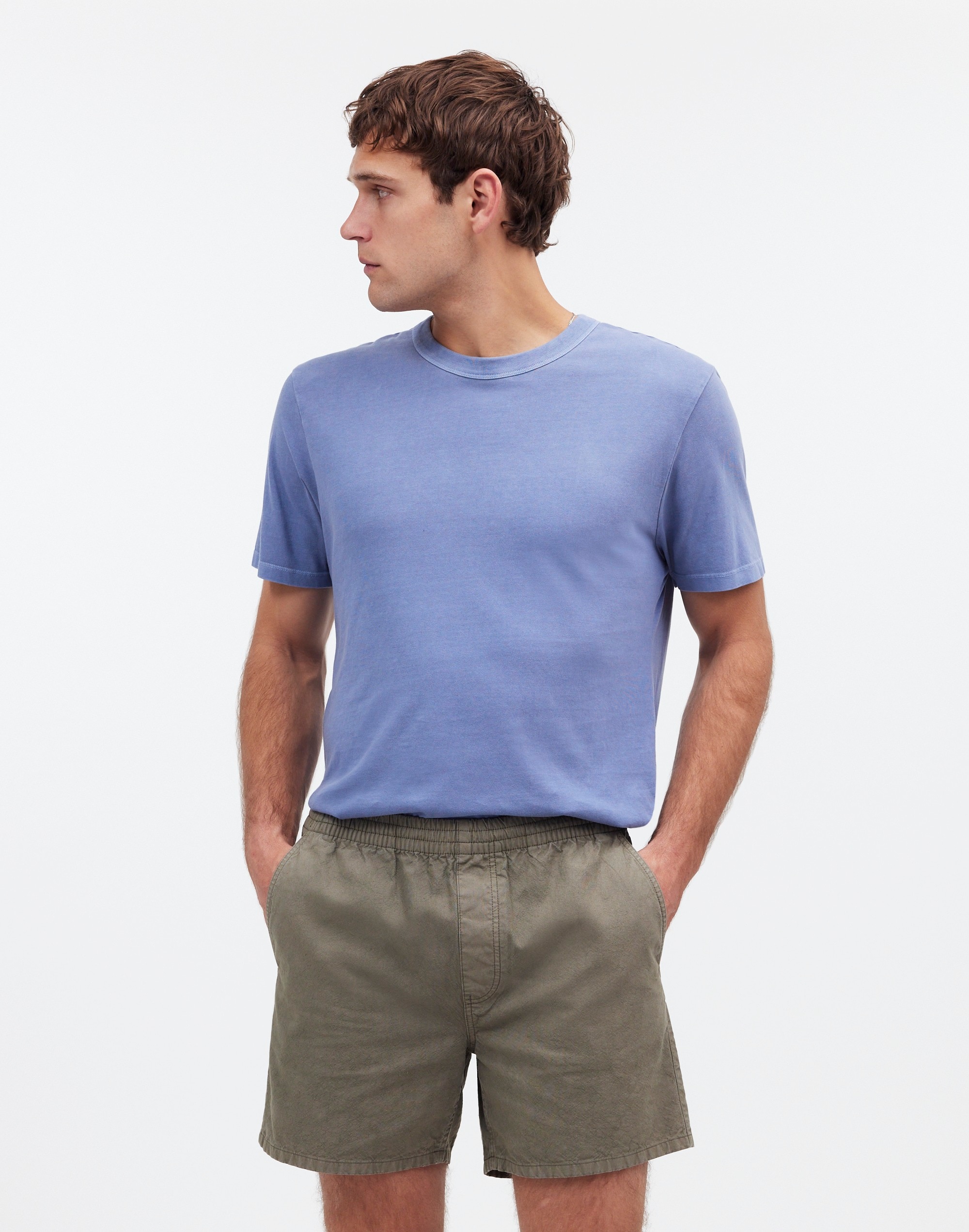 Shop Mw Cotton-hemp Blend Everywear Shorts In Pressed Sage