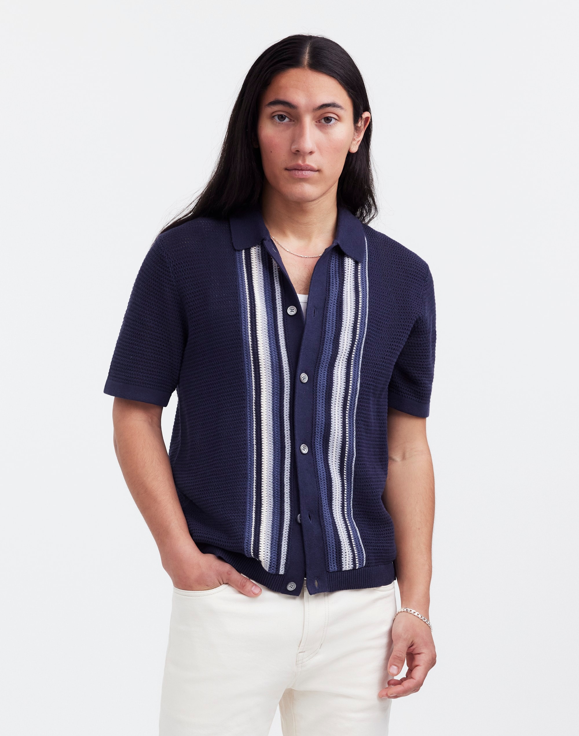 Mw Button-up Polo Shirt In Ink