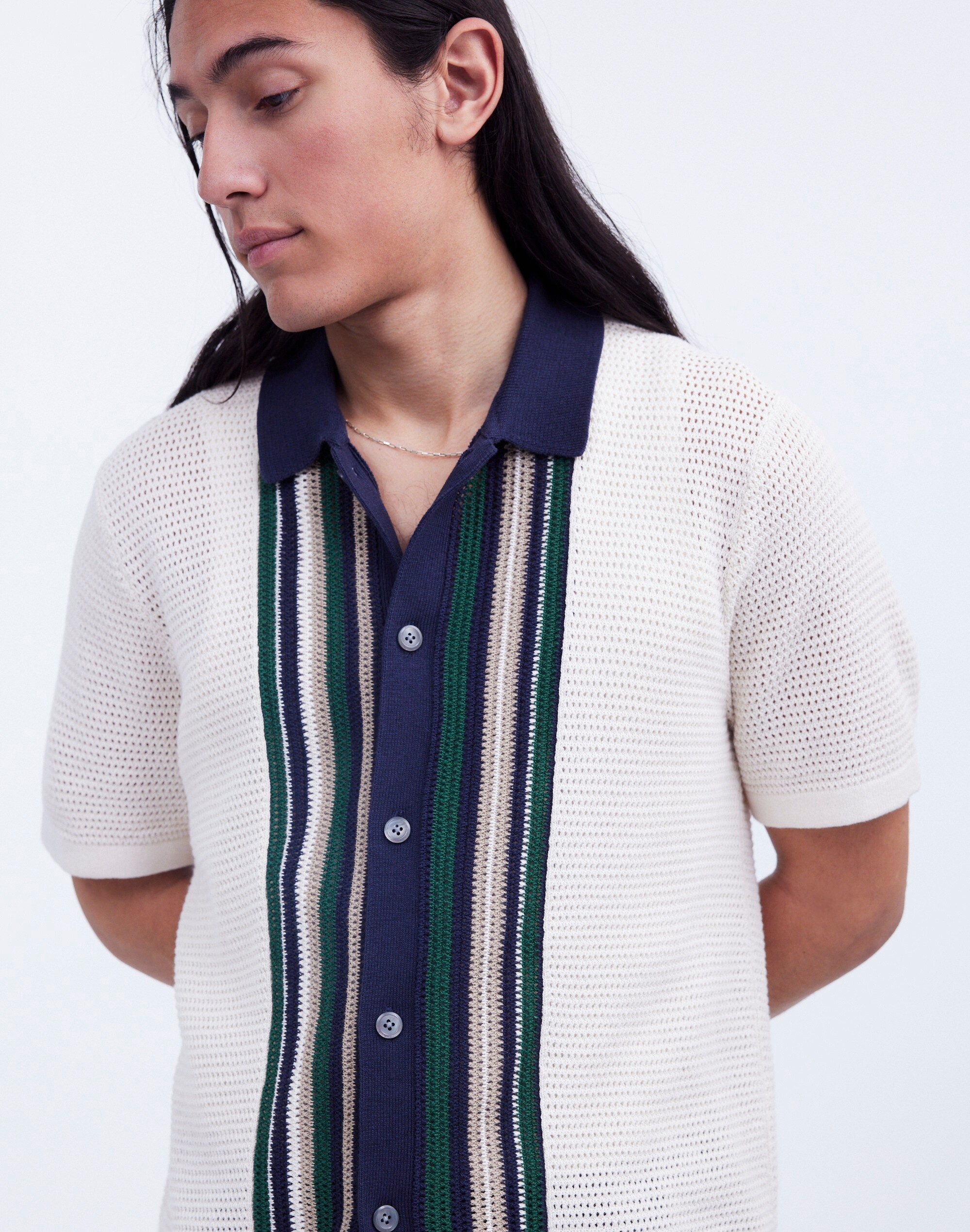 Button-Up Polo Shirt Striped Open Stitch | Madewell