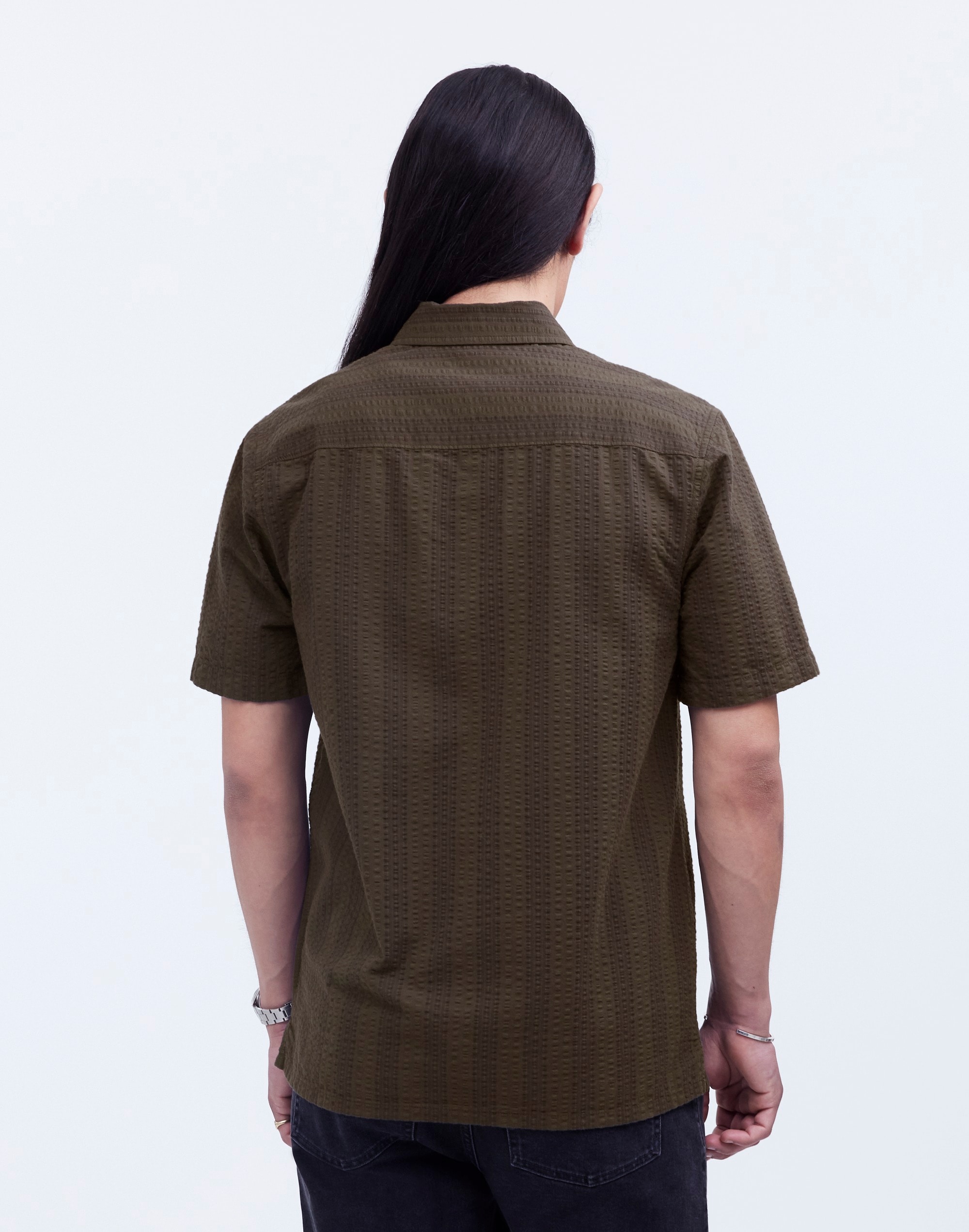 Easy Short-Sleeve Shirt Striped Seersucker