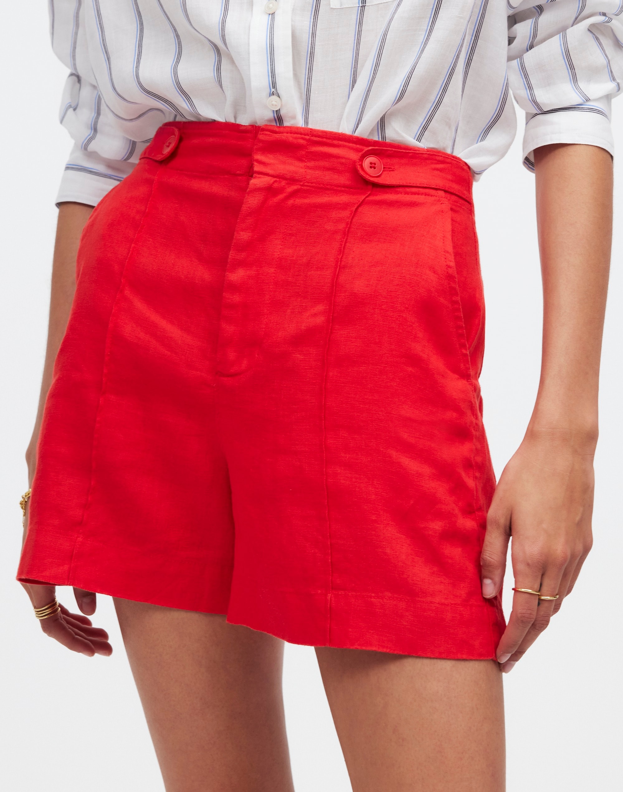 Clean Button-Tab Shorts 100% Linen