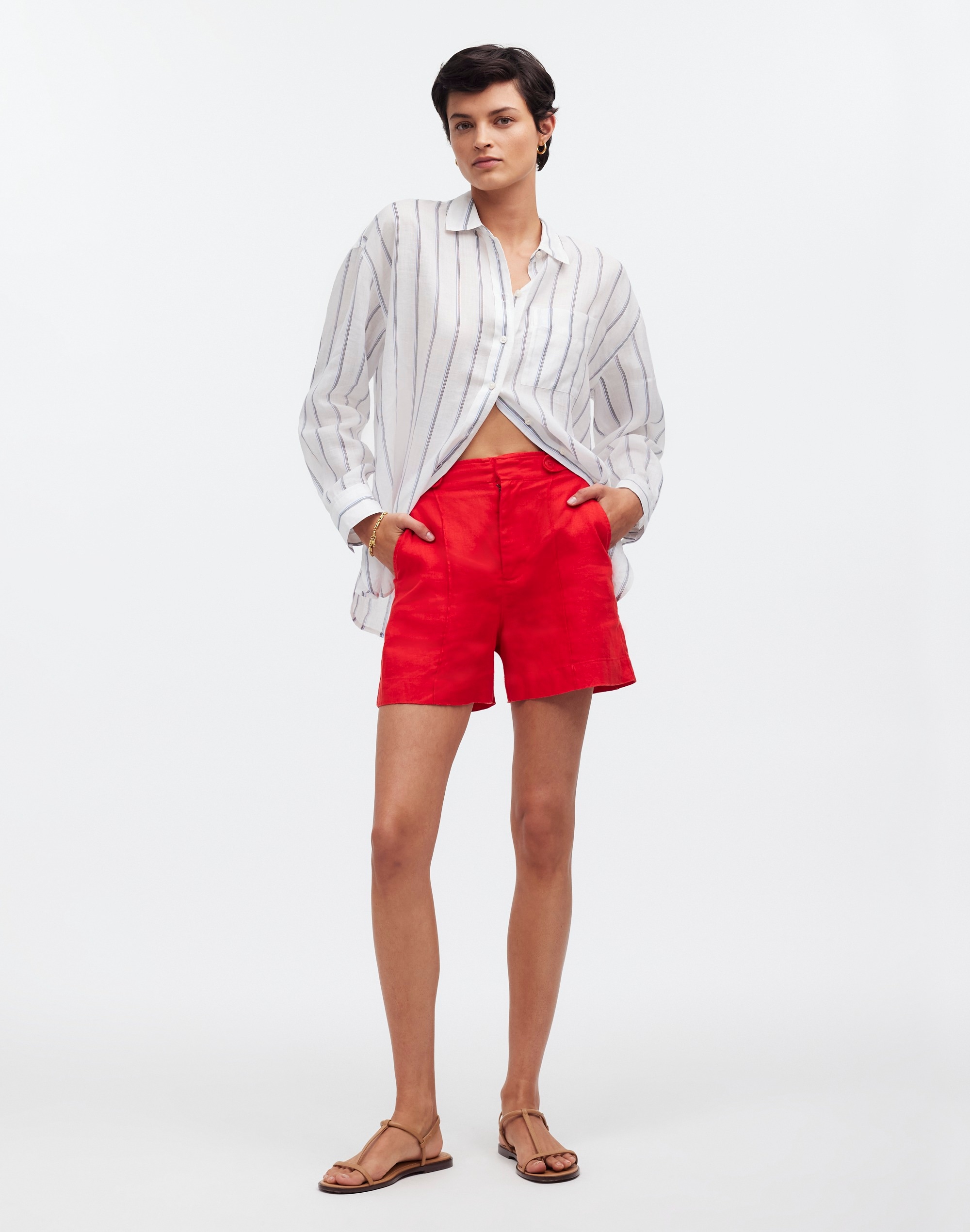 Clean Button-Tab Shorts 100% Linen | Madewell