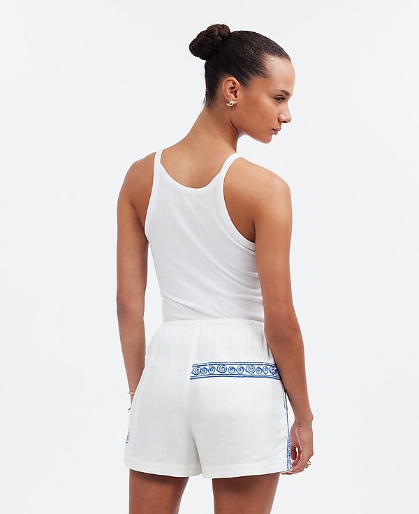 Madewell x Lisa Says Gah! Embroidered Drawstring Pull-On Shorts
