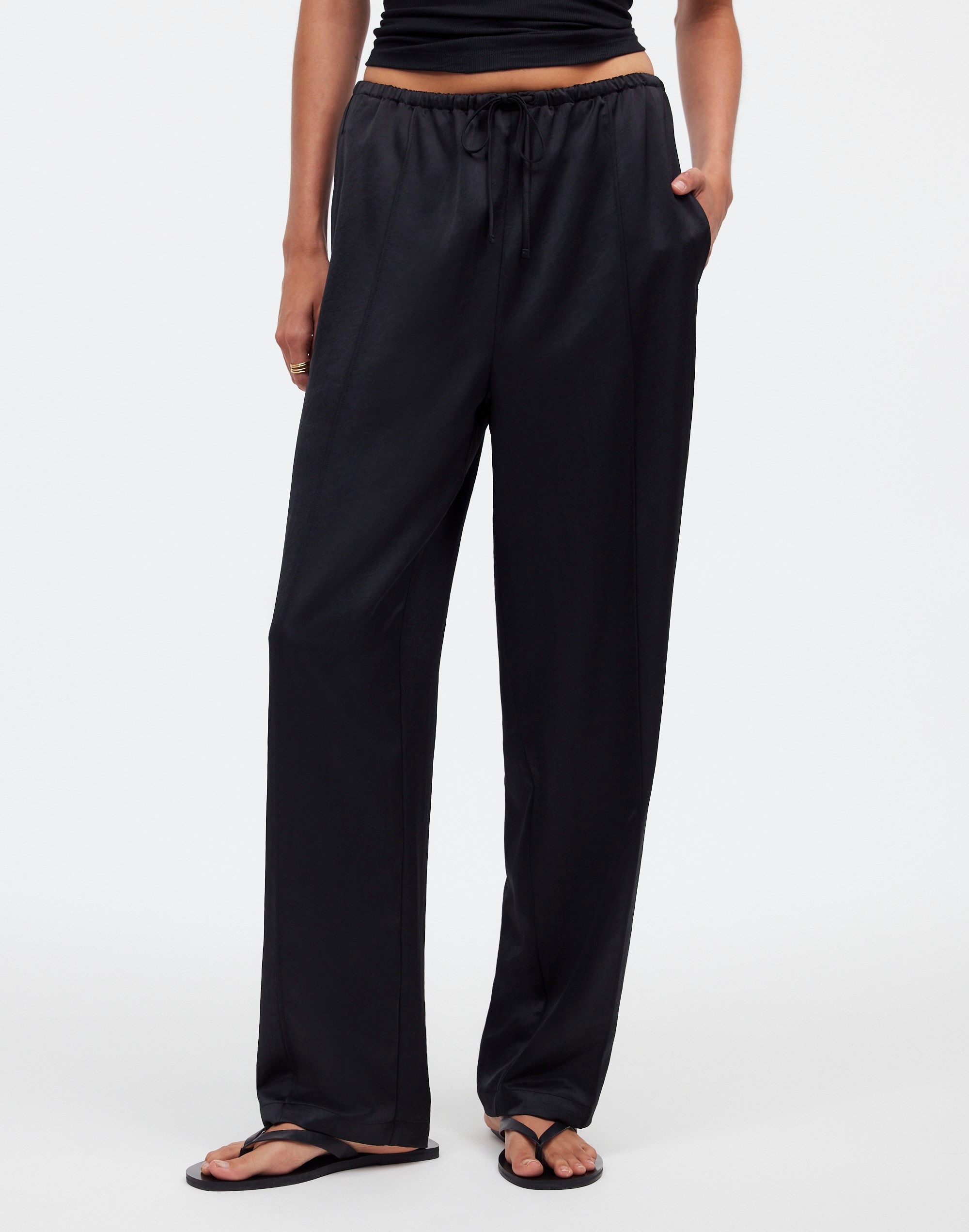 Pintucked Slim Pull-On Pants Satin | Madewell