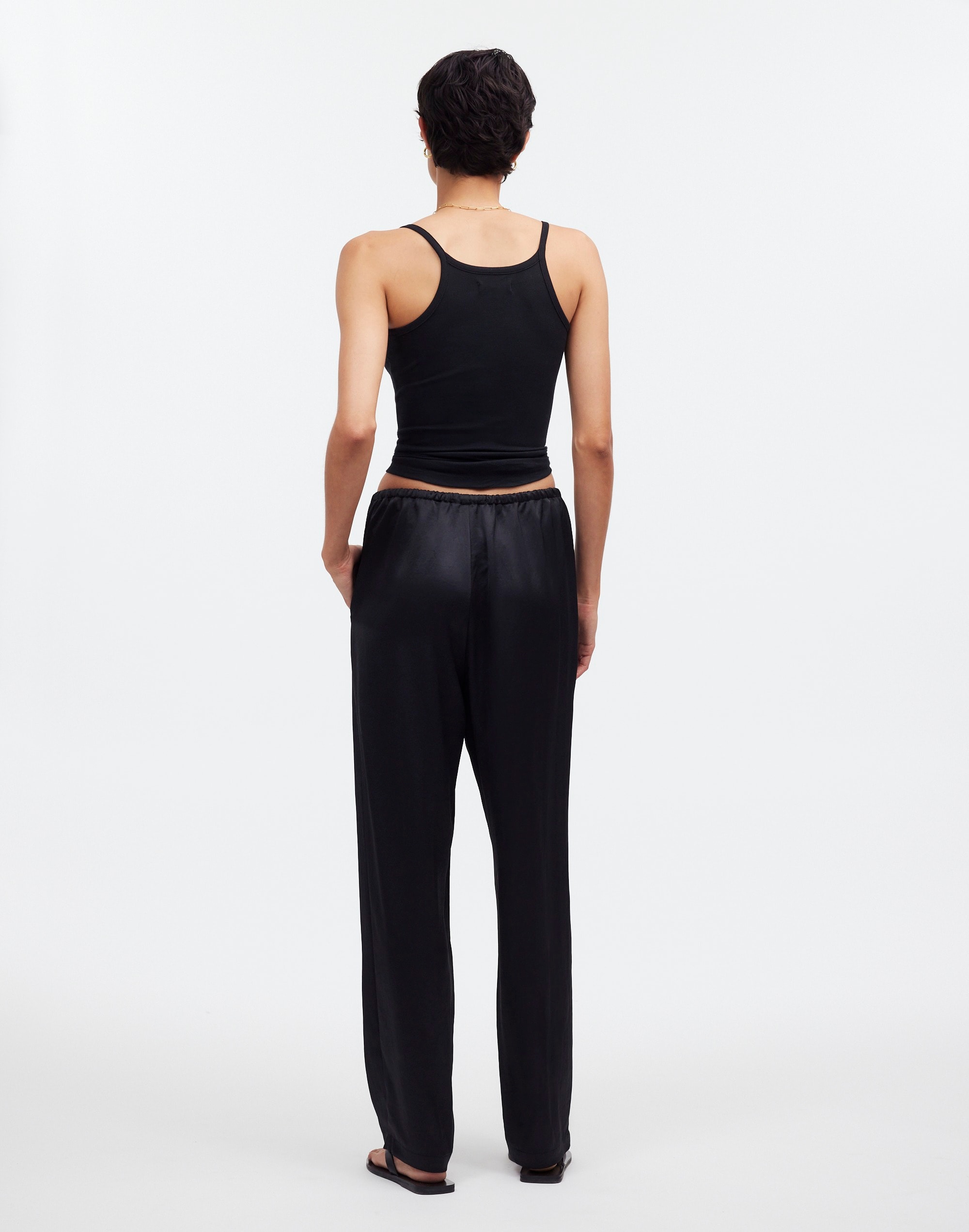 Pintucked Slim Pull-On Pants Satin | Madewell