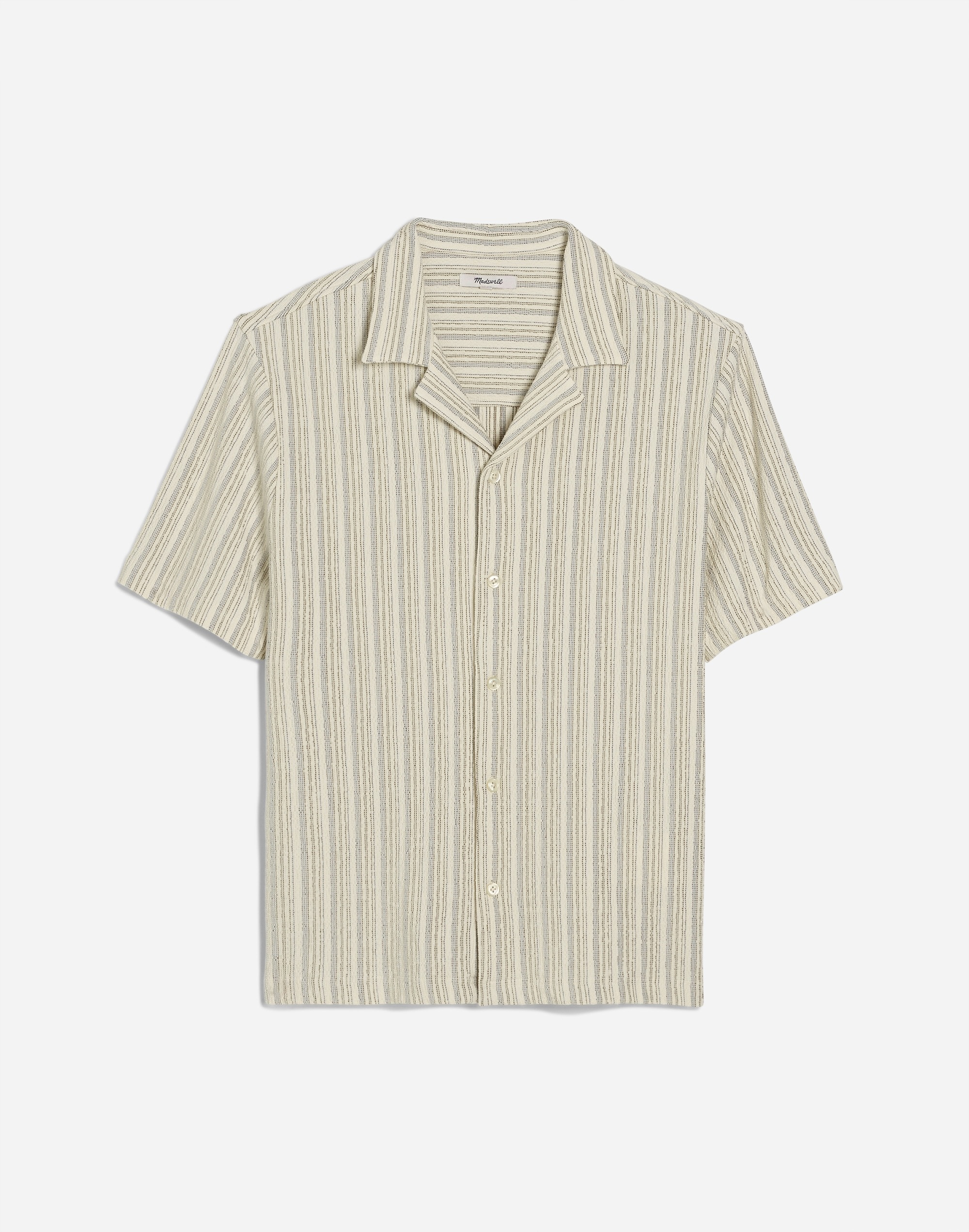 Camp-Collar Knit Polo Shirt Stripe
