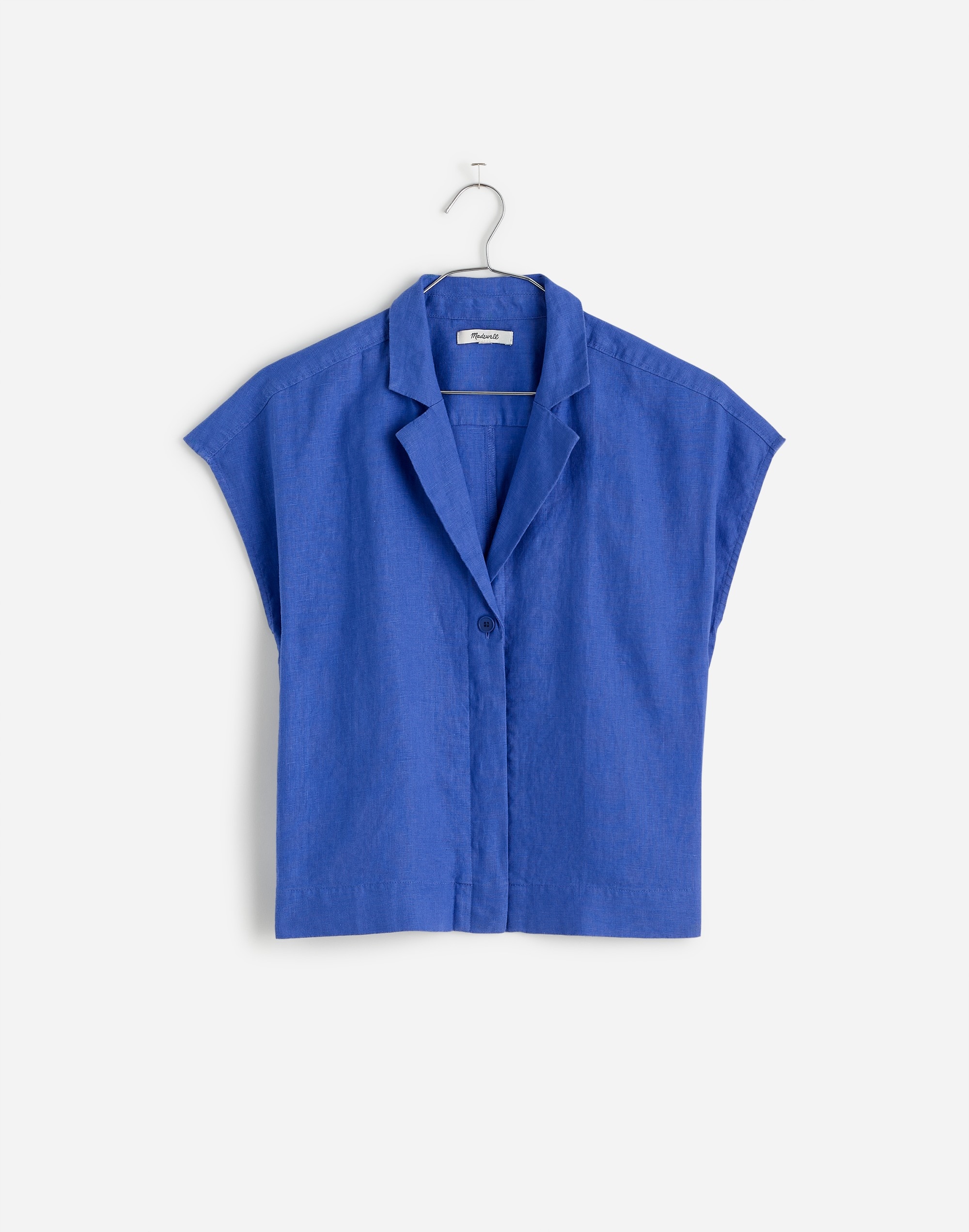 Boxy Cap-Sleeve Shirt 100% Linen