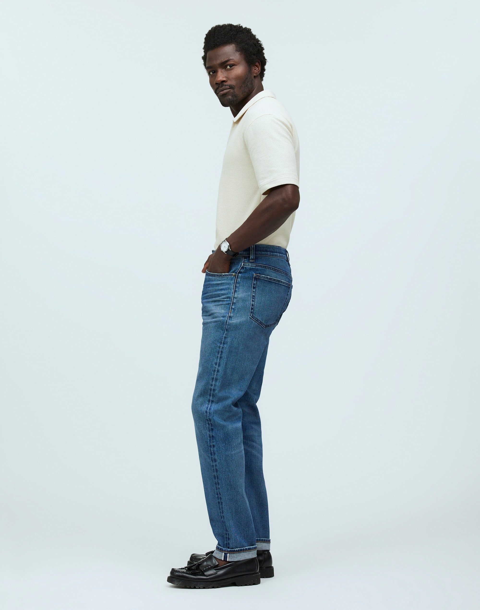 Relaxed Taper Stretch Selvedge Jeans Barrington Wash