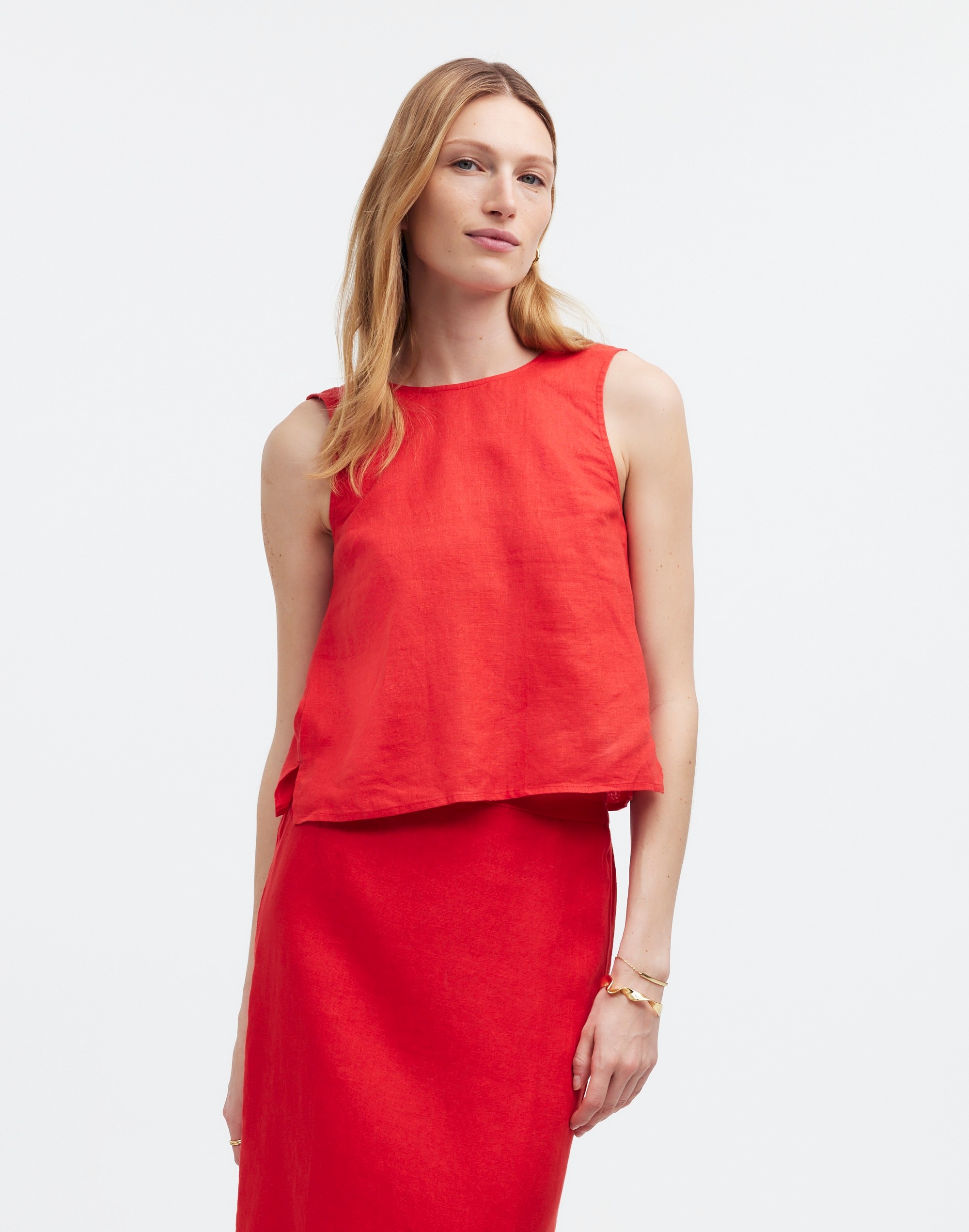 Mw Tie-back Scoopneck Top In Rouge