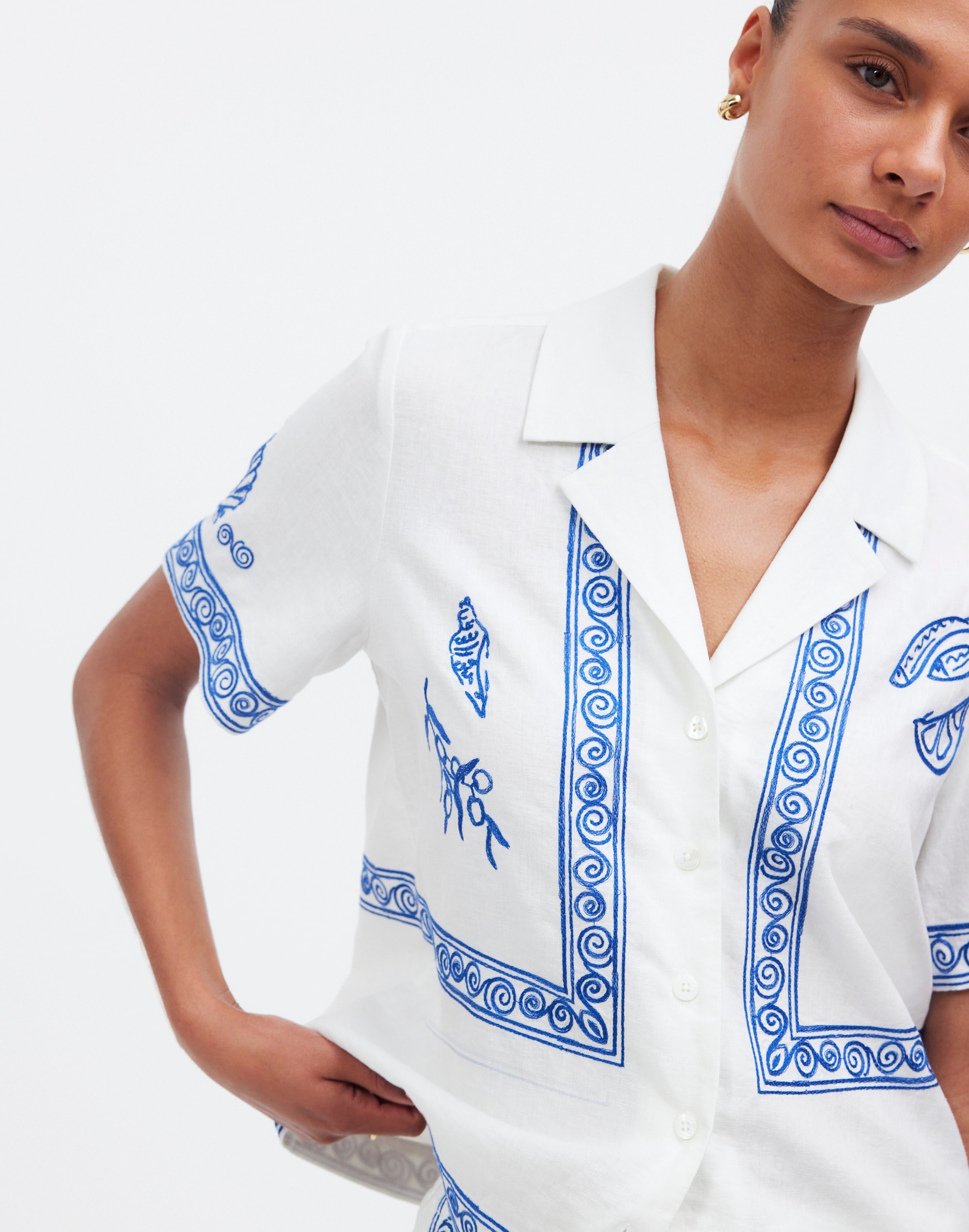 Madewell x Lisa Says Gah! Embroidered Button-Front Shirt