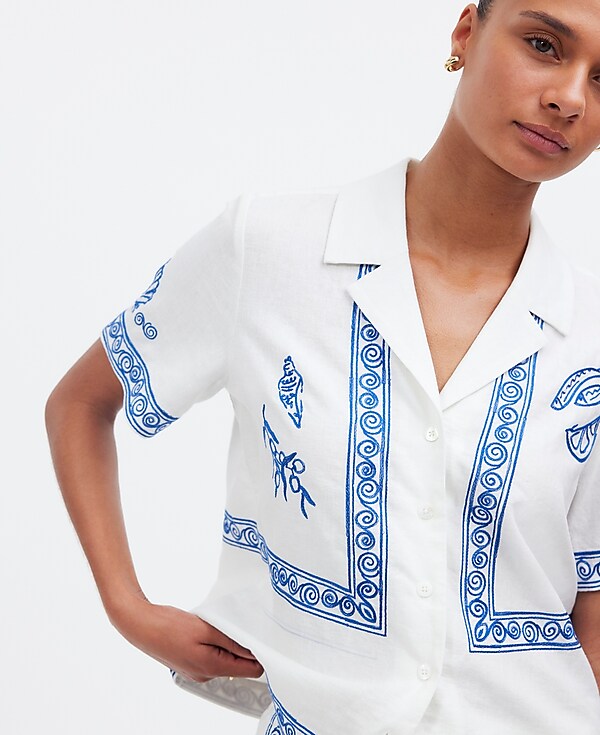 Madewell x Lisa Says Gah! Embroidered Button-Front Shirt