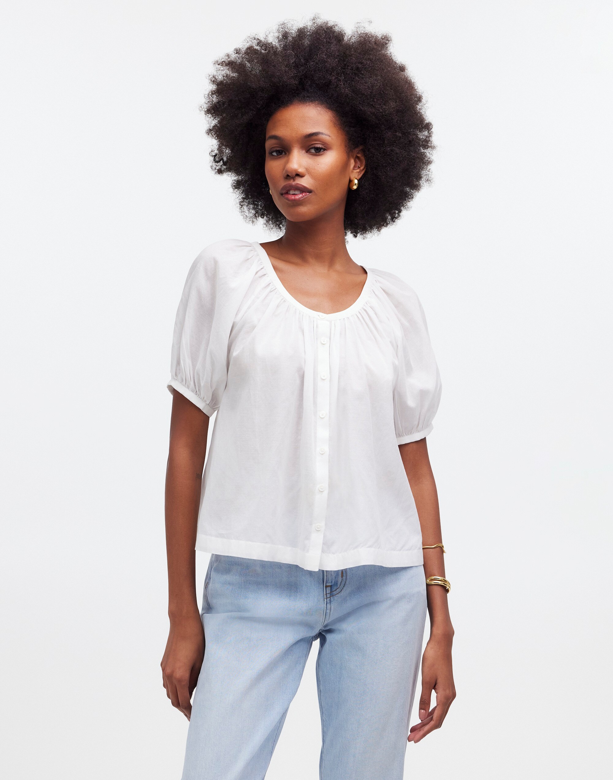 Puff-Sleeve A-Line Top