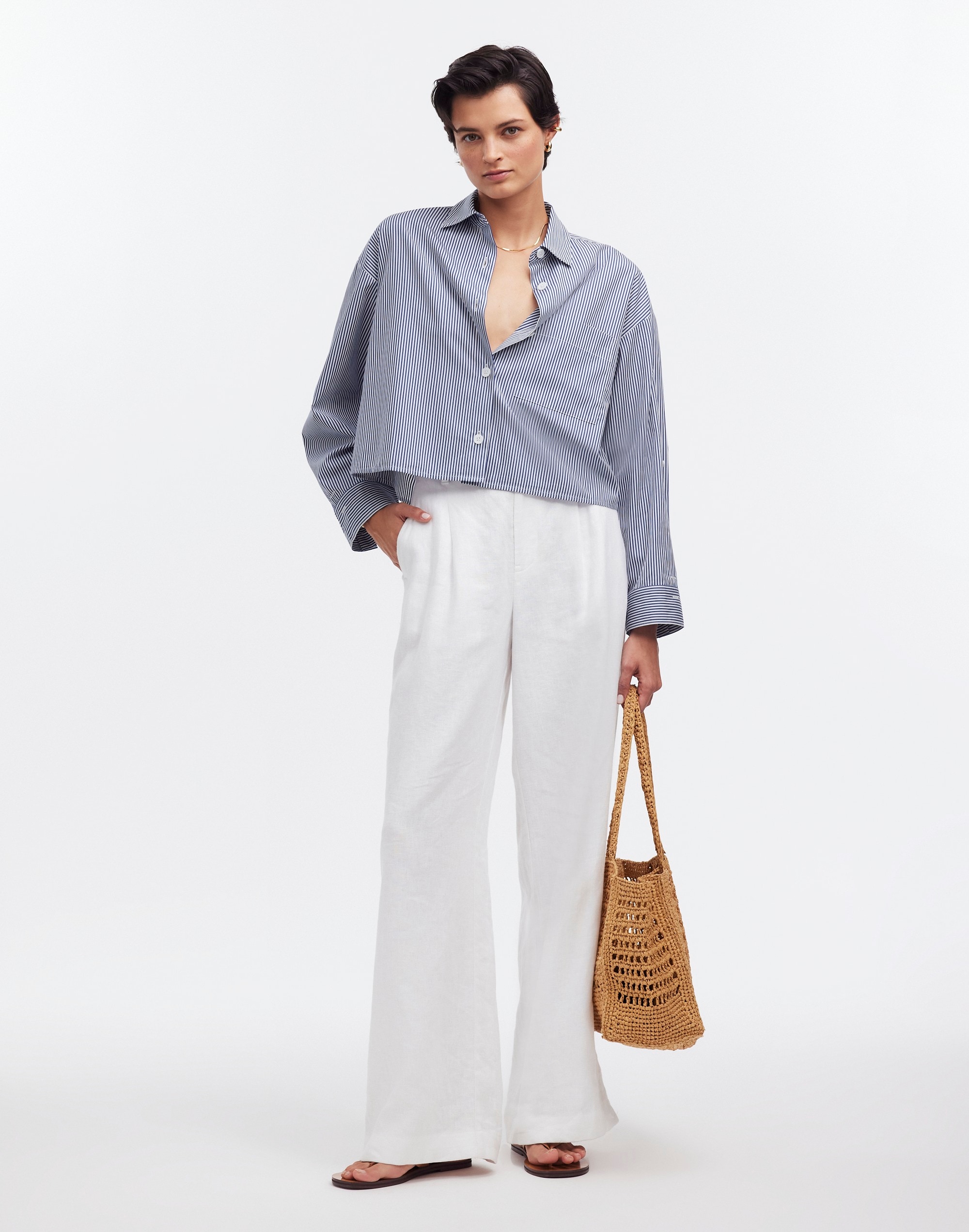 Straight-Hem Shirt Poplin