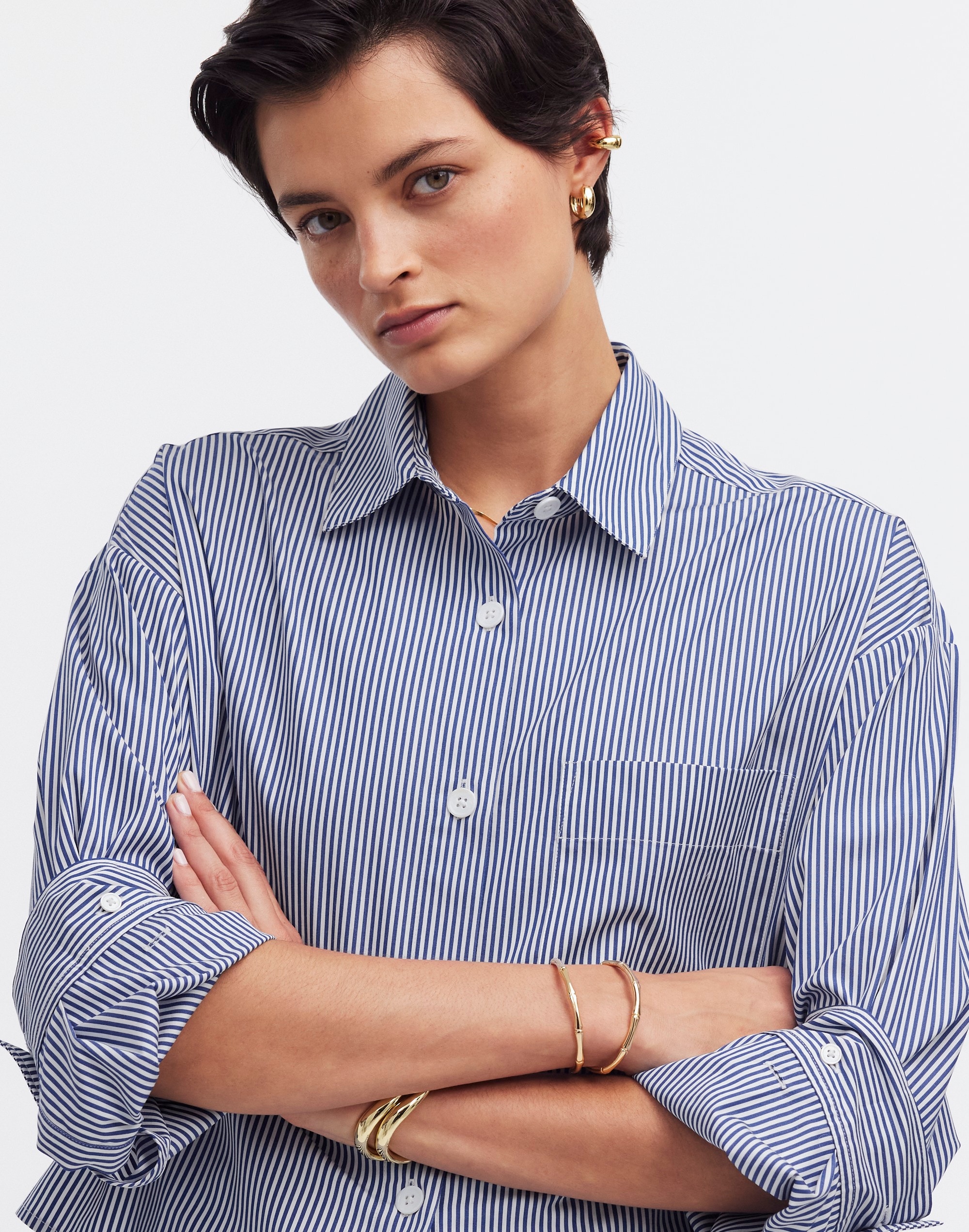 Straight-Hem Shirt Poplin