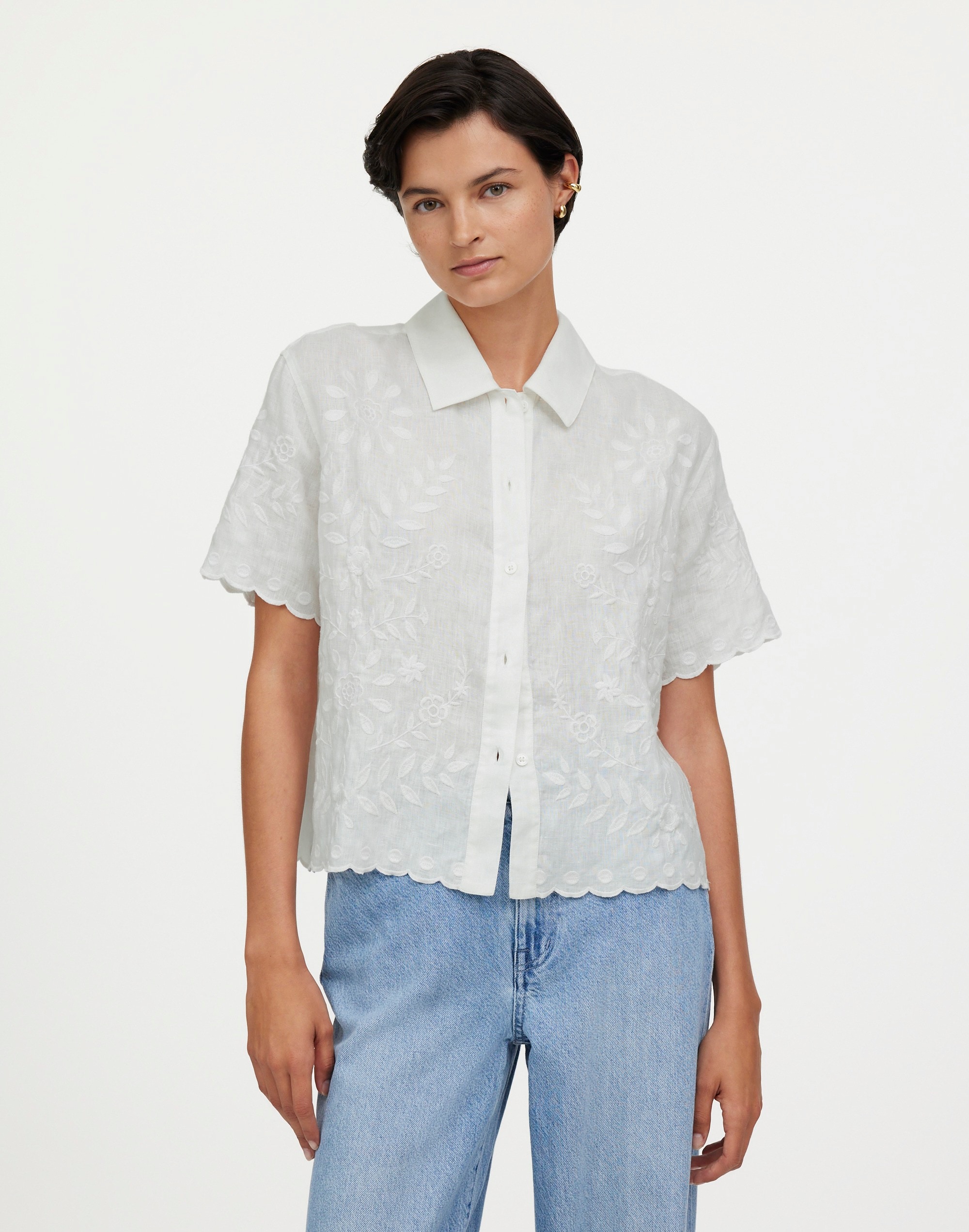 Boxy Button-Front Shirt Eyelet | Madewell