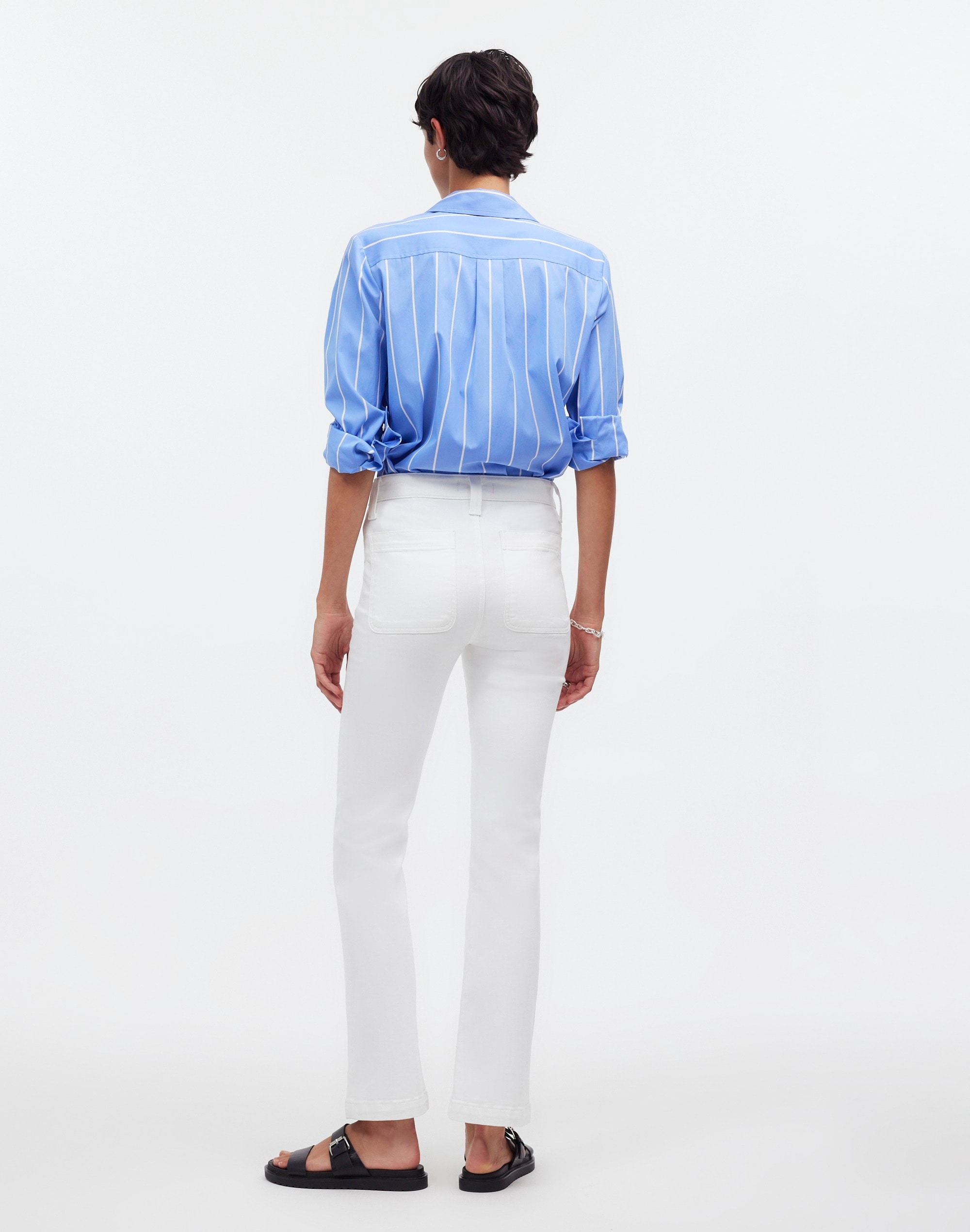 Tall Kick Out Crop Jeans Pure White: Patch Pocket Edition