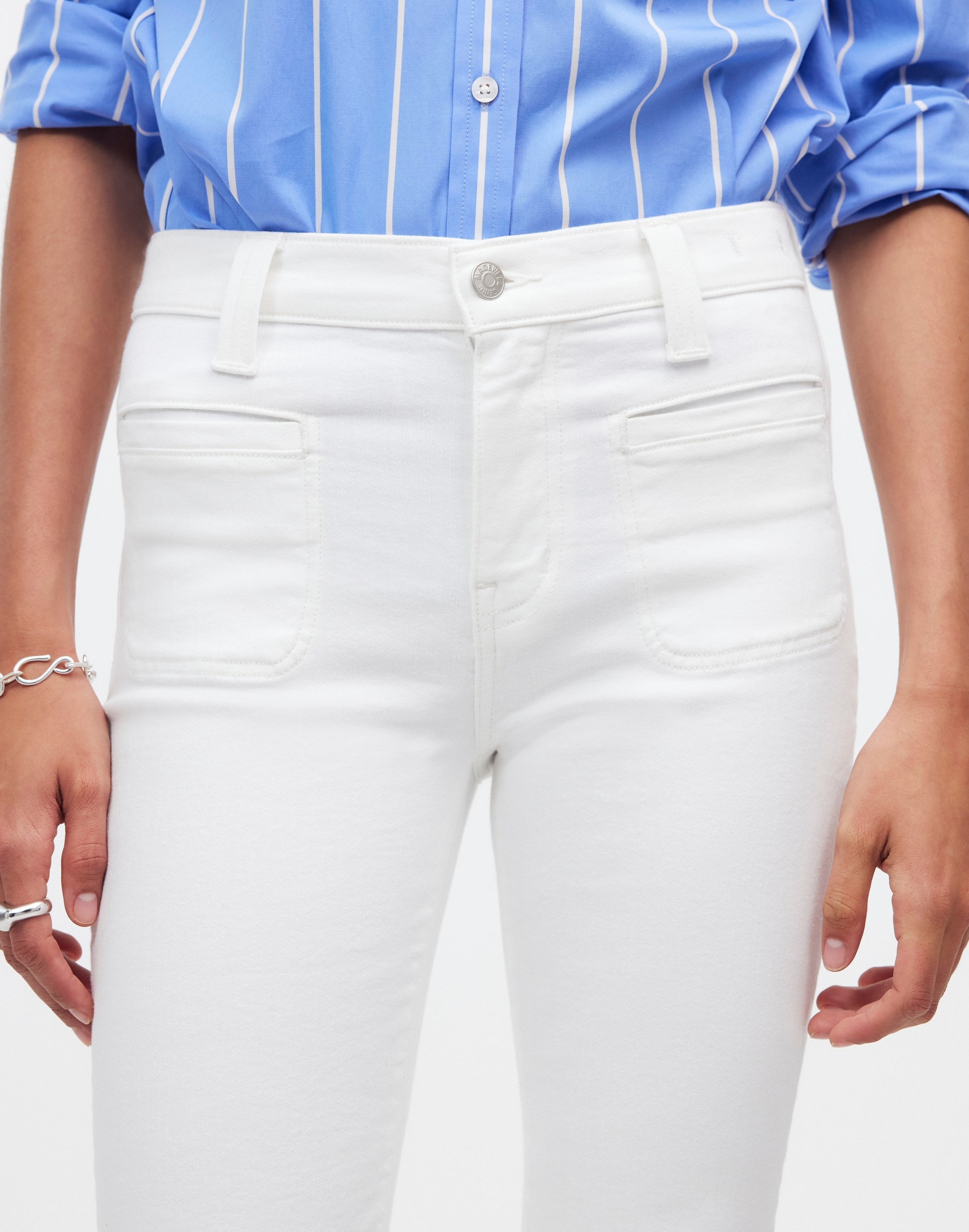 Tall Kick Out Crop Jeans Pure White: Patch Pocket Edition