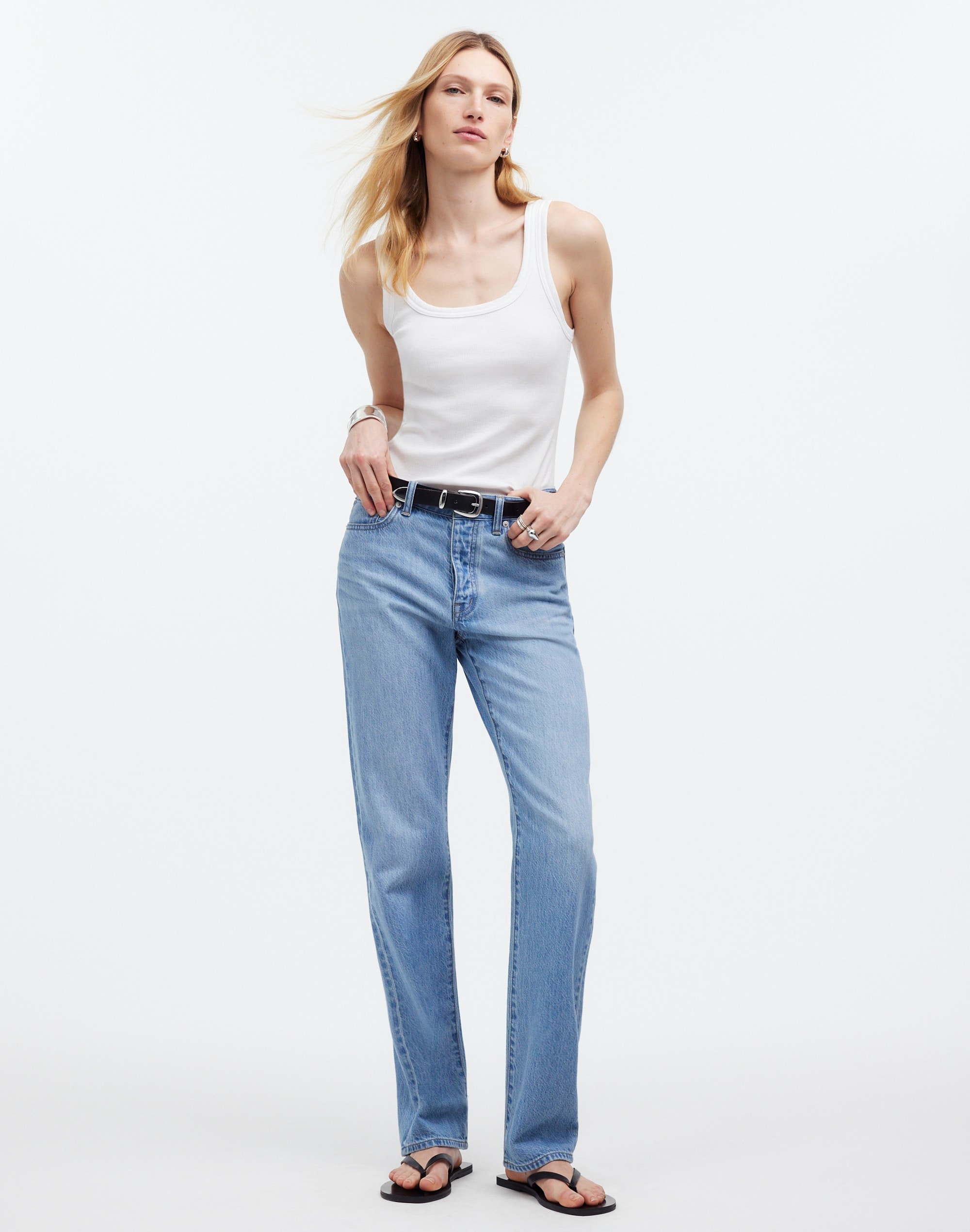 Low-Slung Straight Jeans Duprey Wash