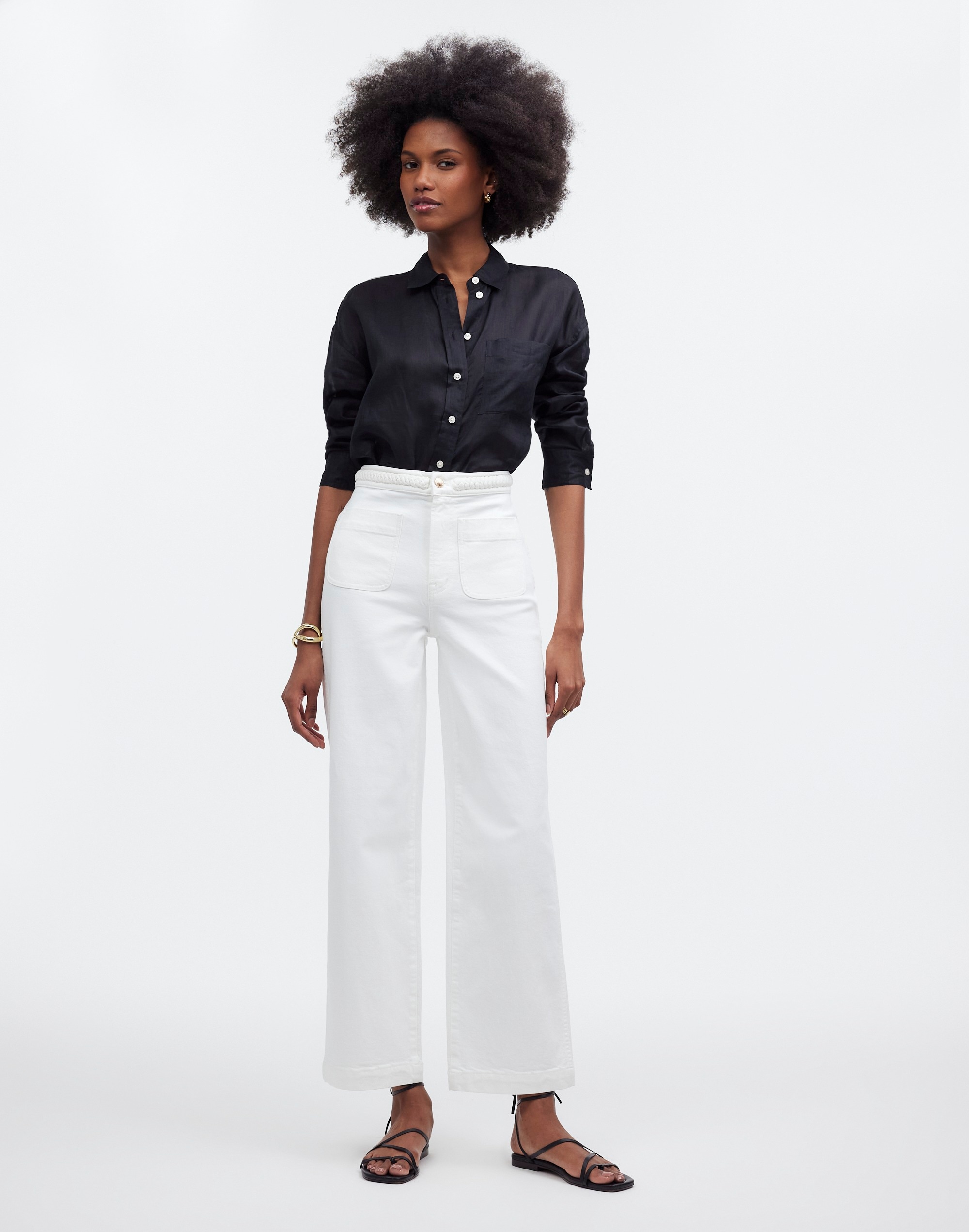 Madewell x Lisa Says Gah! The Perfect Vintage Wide-Leg Crop Jean Eyelet White
