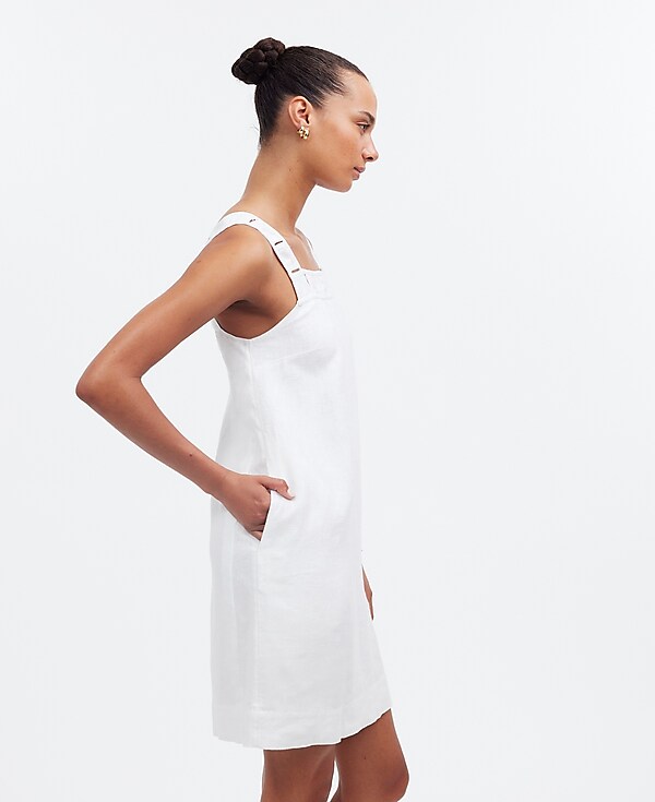 Embroidered Tank Mini Dress in Linen