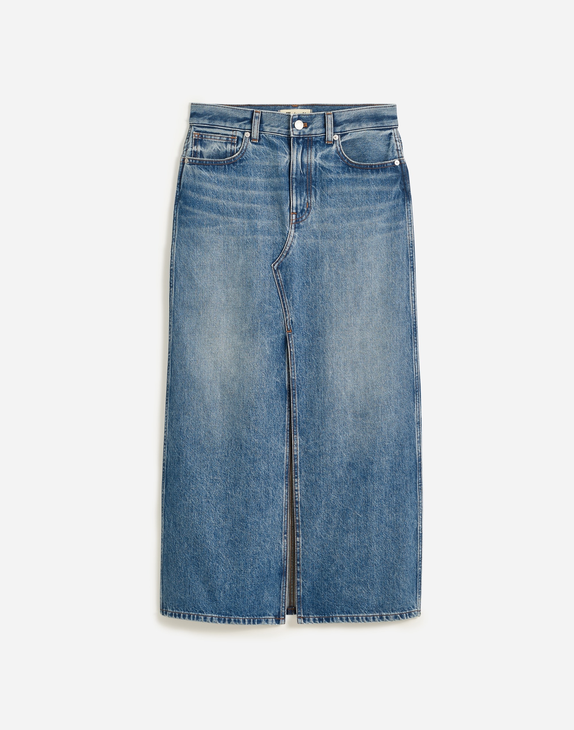 The Rilee Denim Midi Skirt Enmore Wash