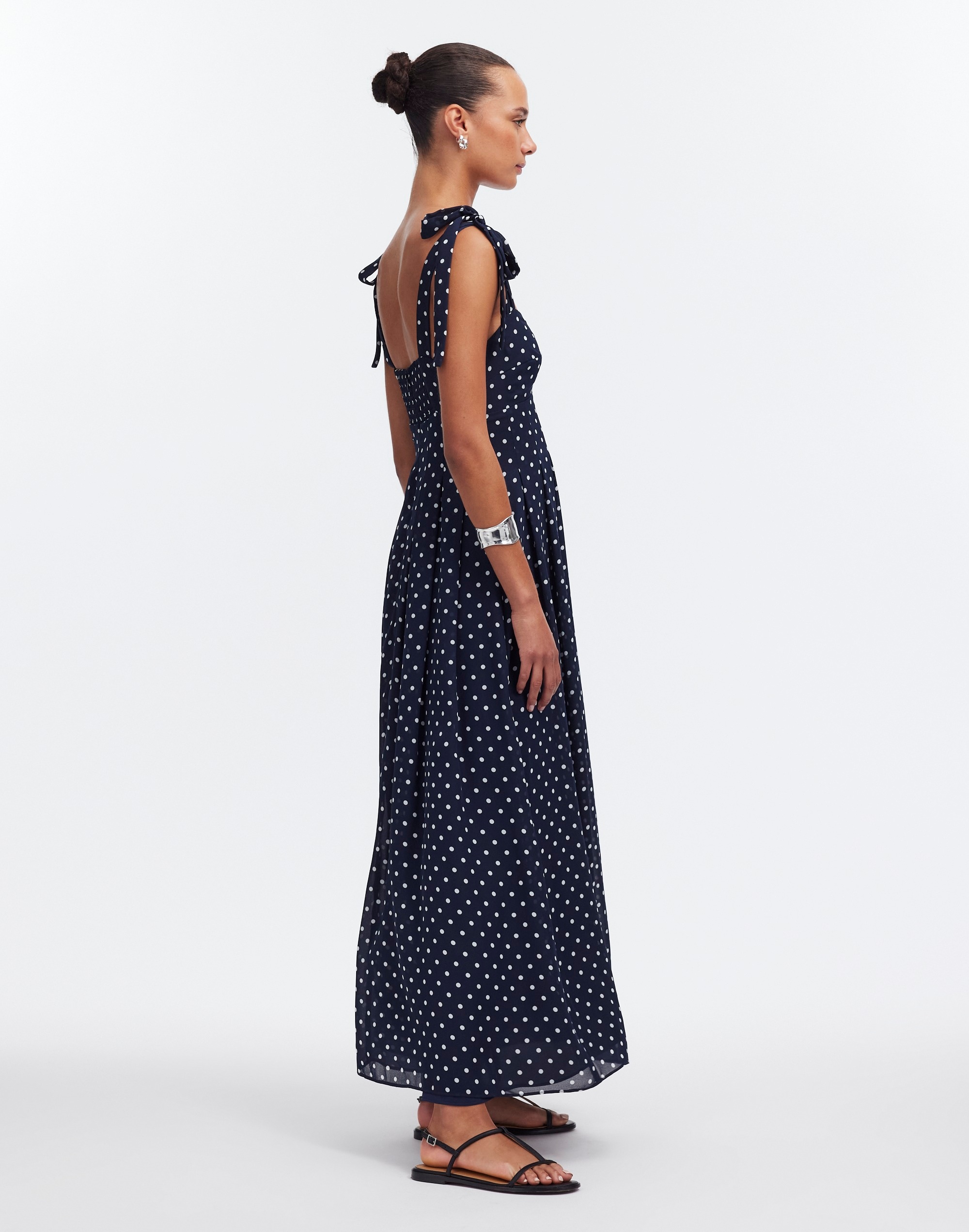 Pleated Sweetheart Midi Dress Polka Dot | Madewell